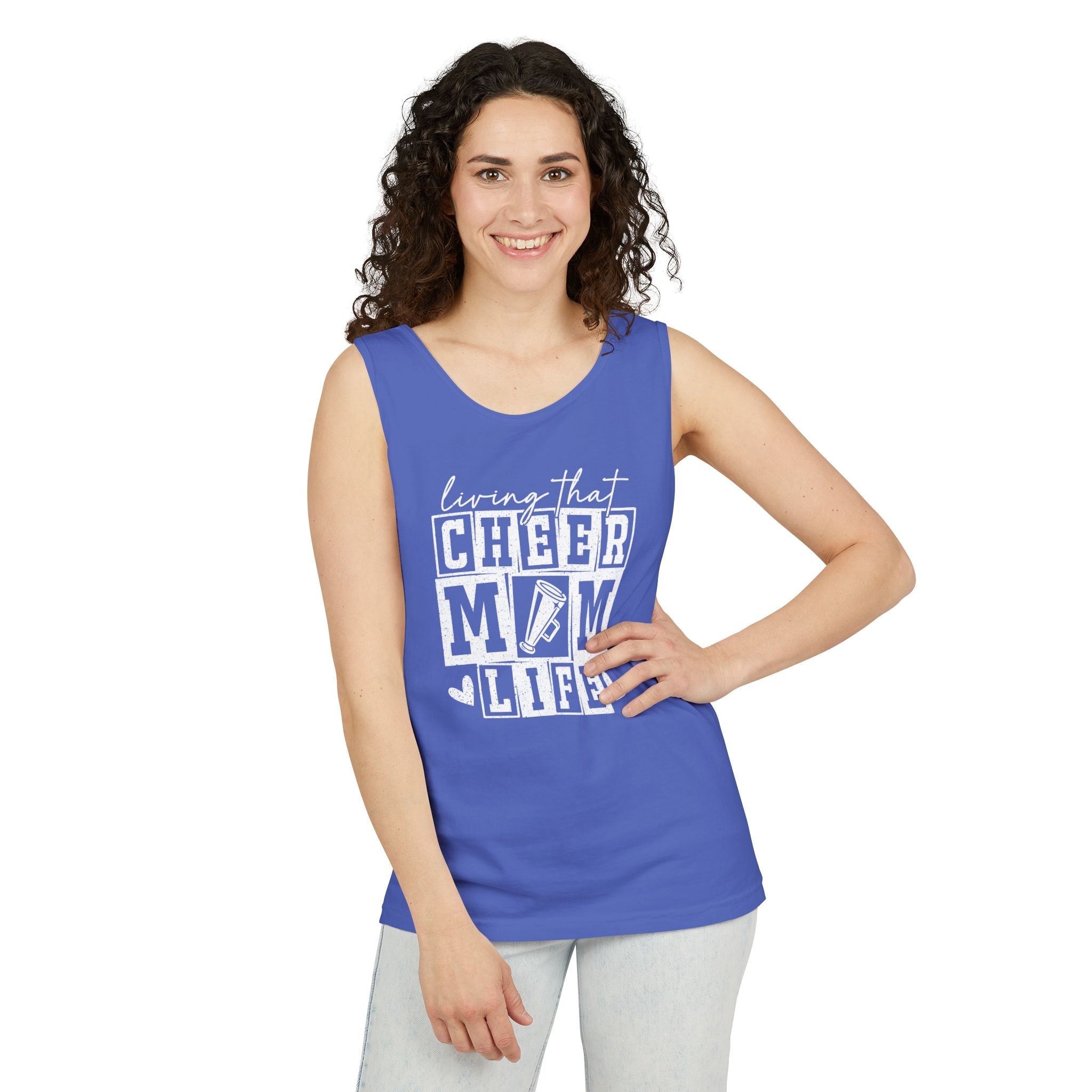 Mom Tank Top - Livin' That Cheer Mom Life | Tank Top by atgodanddesigns