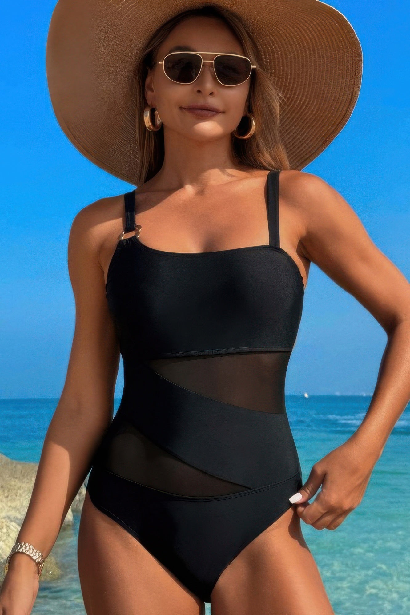 One Piece Color Block Lace High Cut Swimsuit | by atgodanddesigns