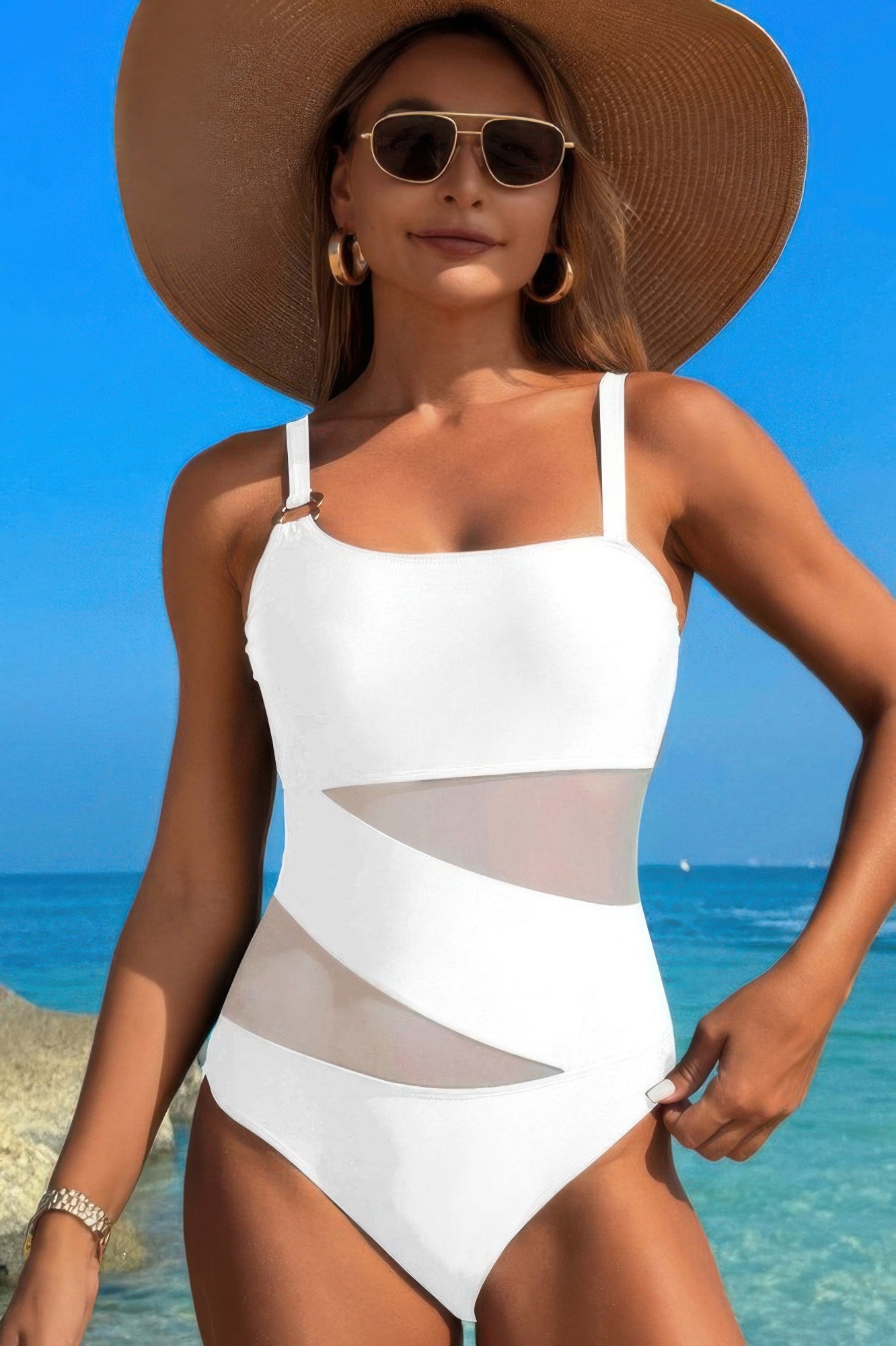 One Piece Color Block Lace High Cut Swimsuit | by atgodanddesigns