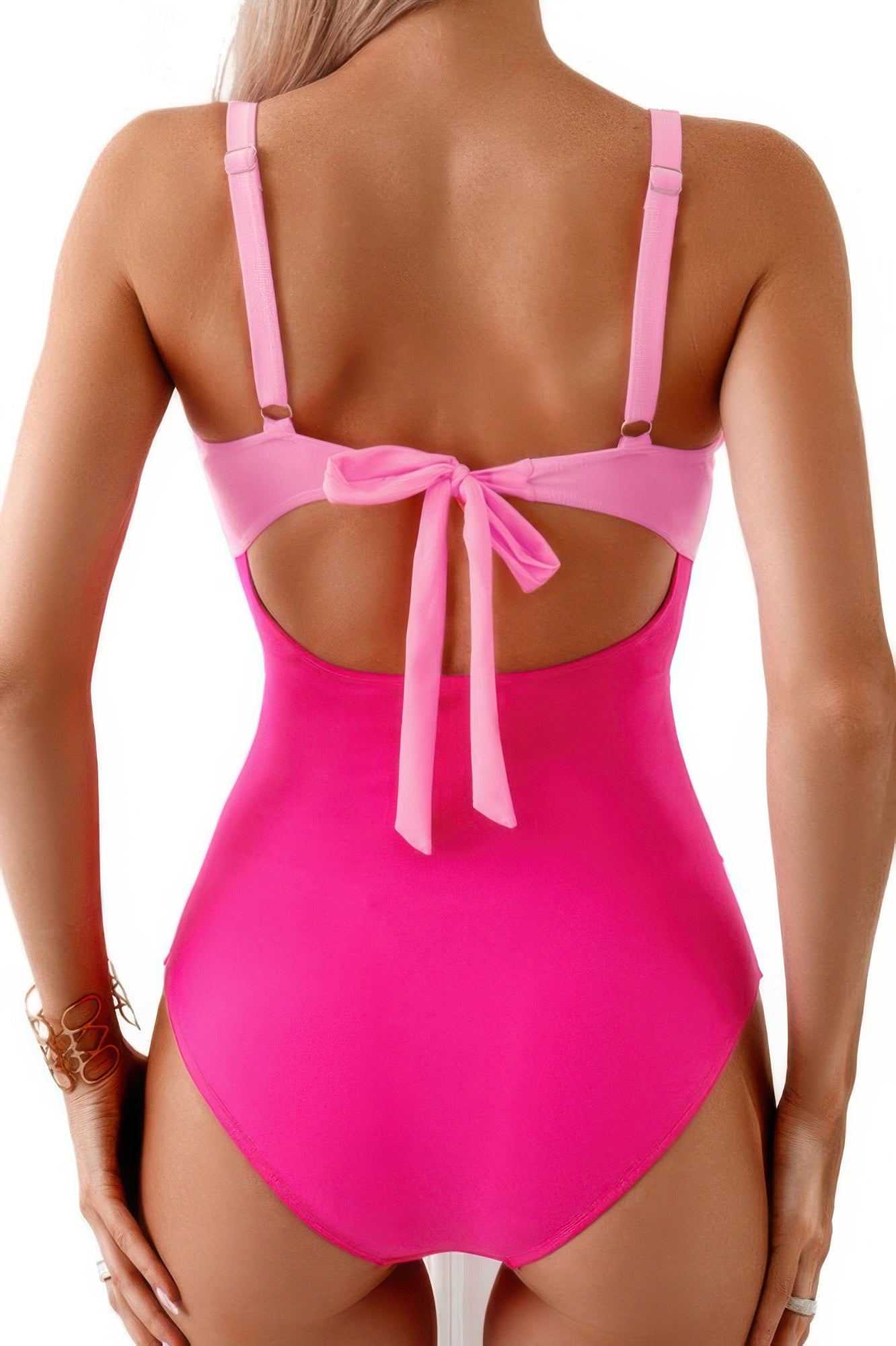 One Piece Cut Out Fit Color Block Swimsuit | by atgodanddesigns