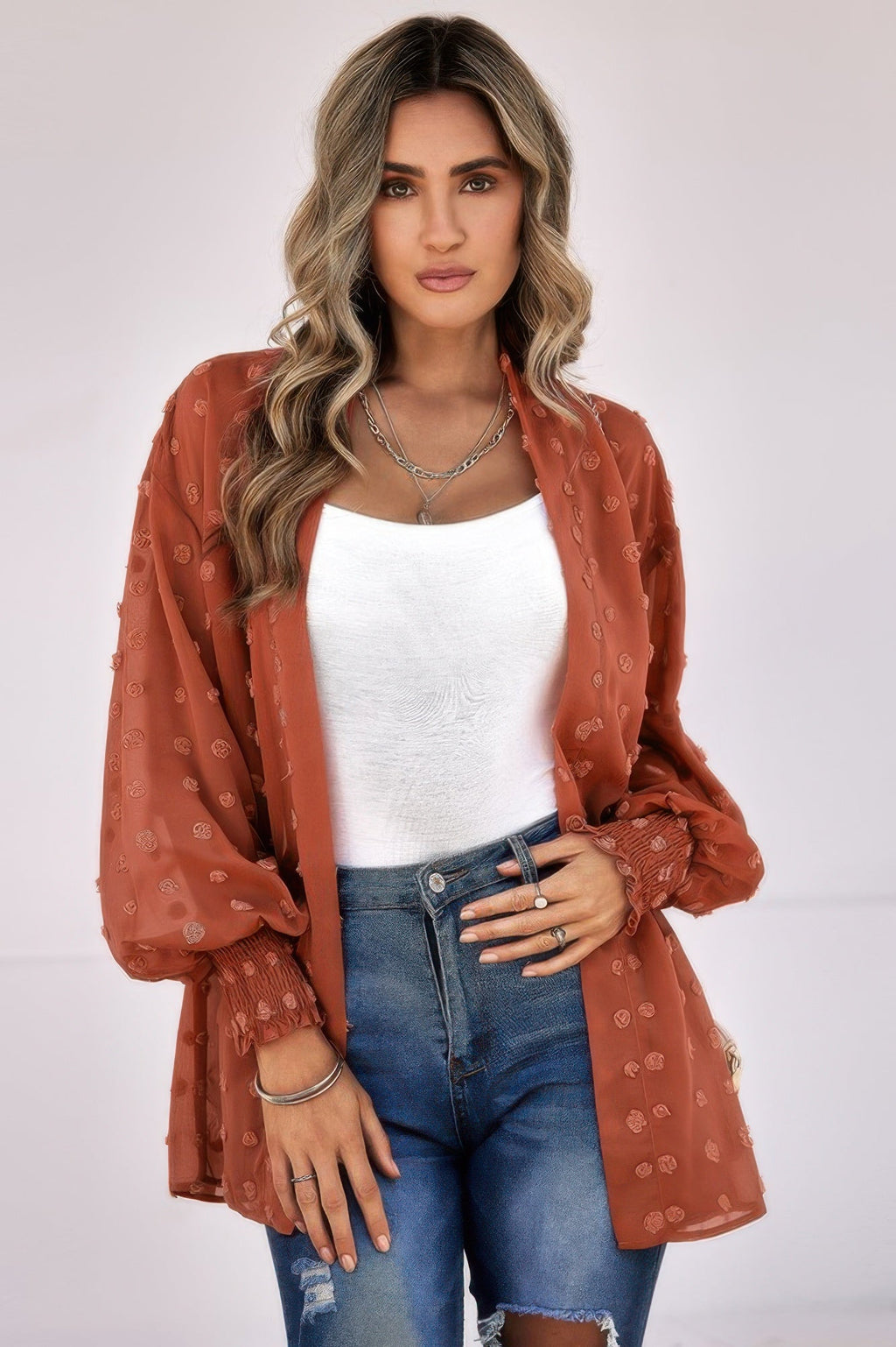 Polka Dot Kimono Loose Front Open Top | by atgodanddesigns