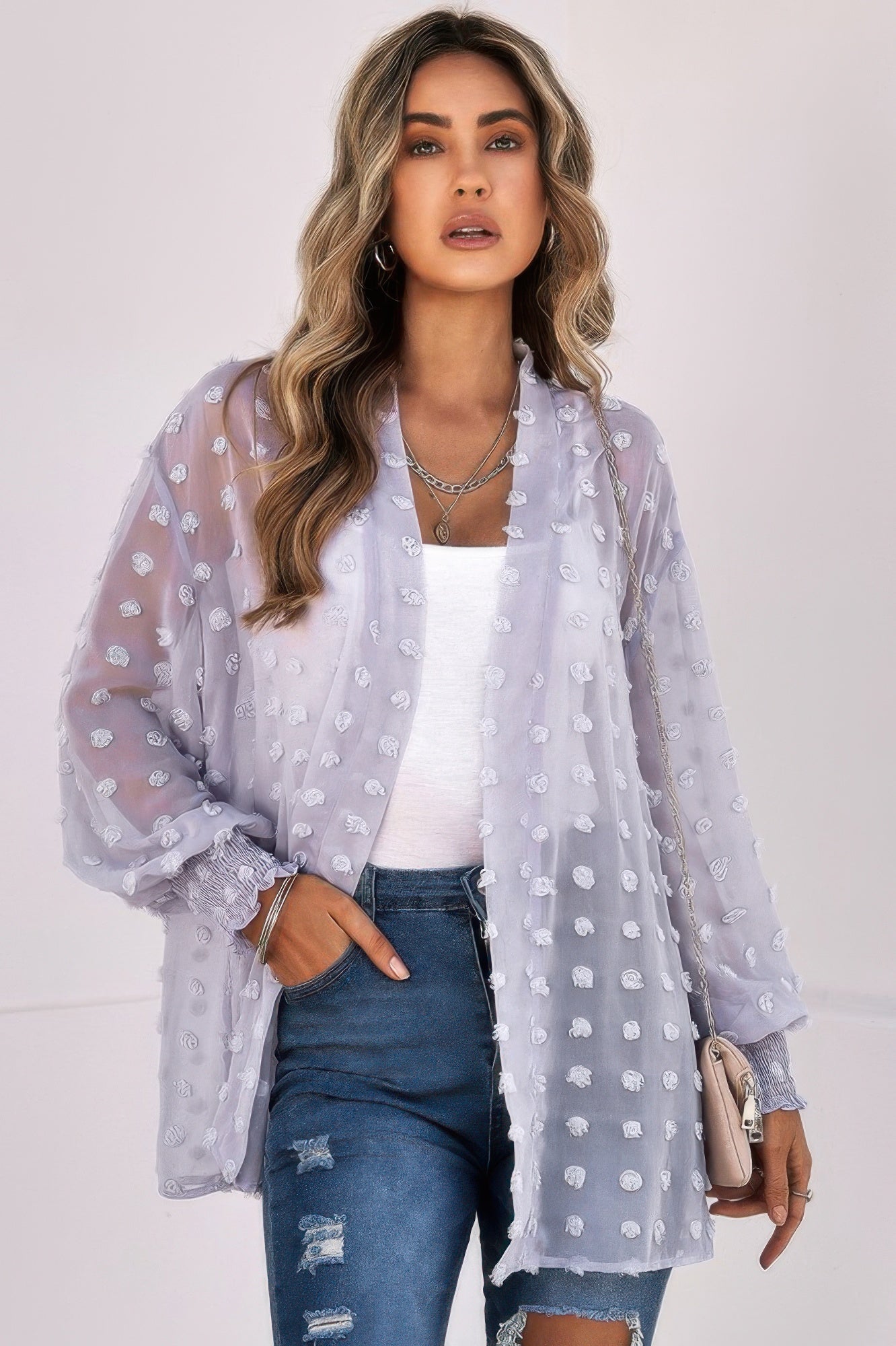 Polka Dot Kimono Loose Front Open Top | by atgodanddesigns