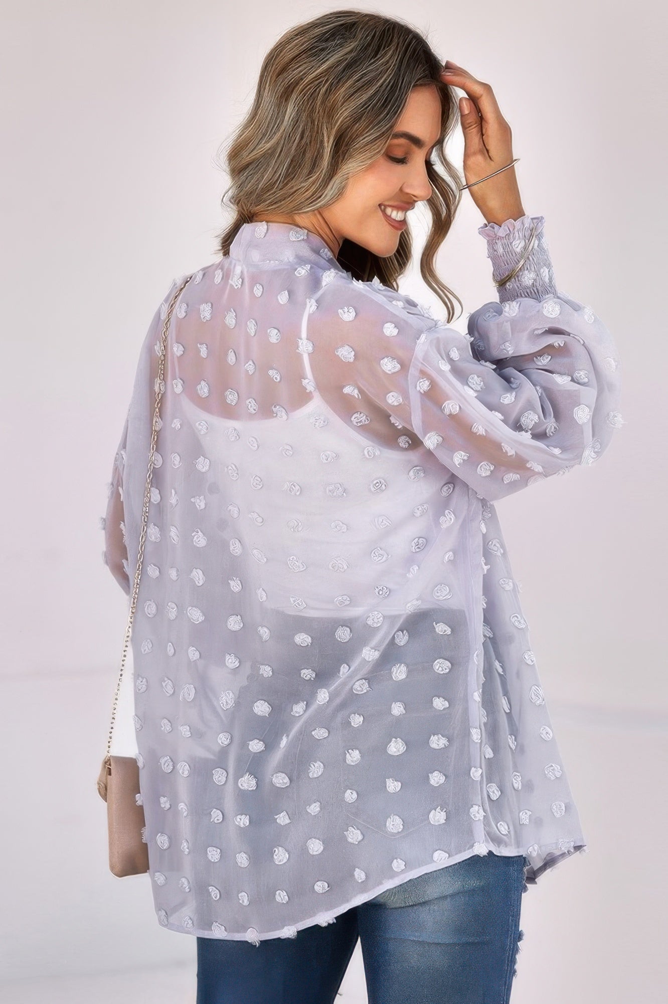 Polka Dot Kimono Loose Front Open Top | by atgodanddesigns
