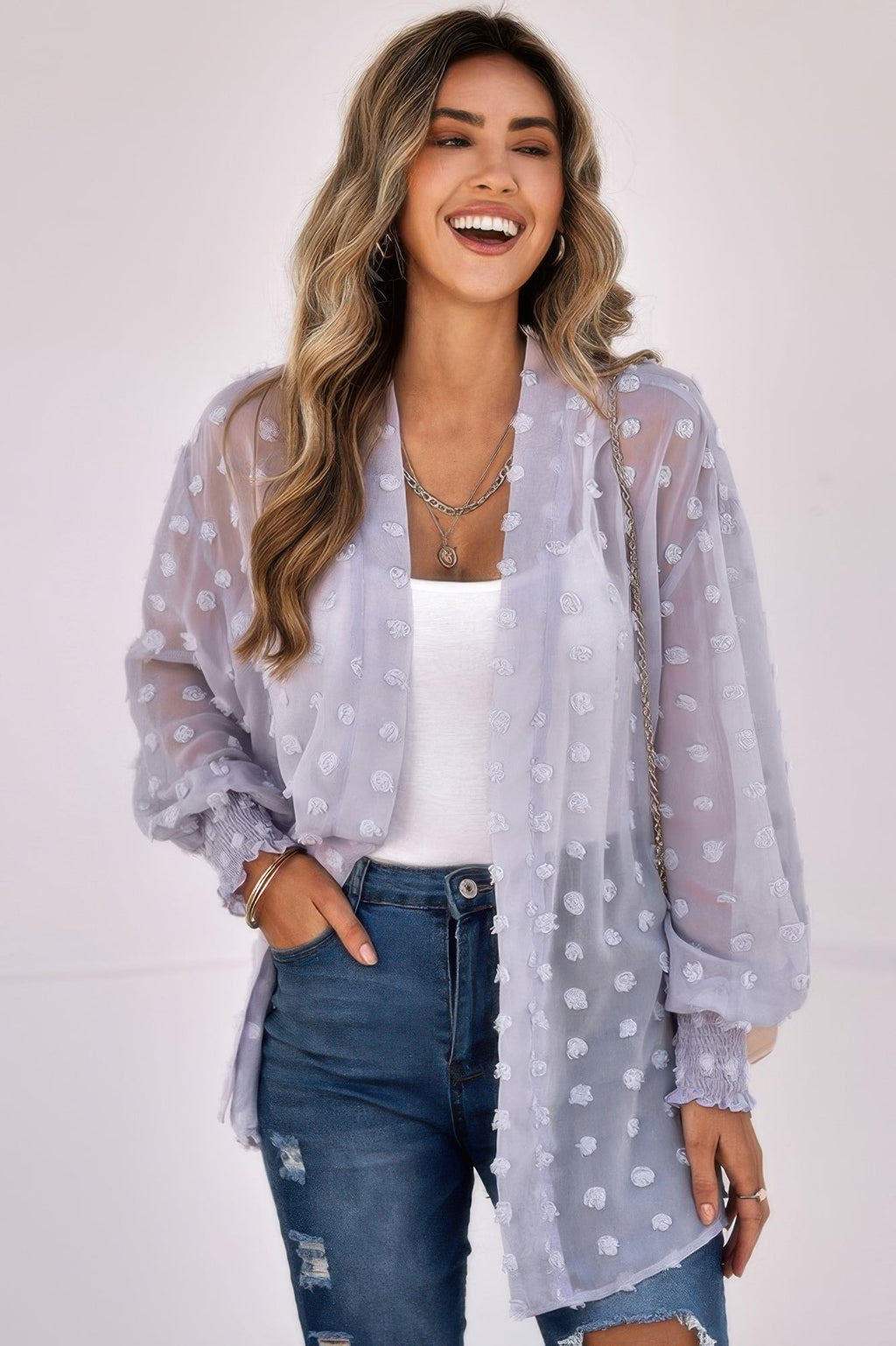 Polka Dot Kimono Loose Front Open Top | by atgodanddesigns