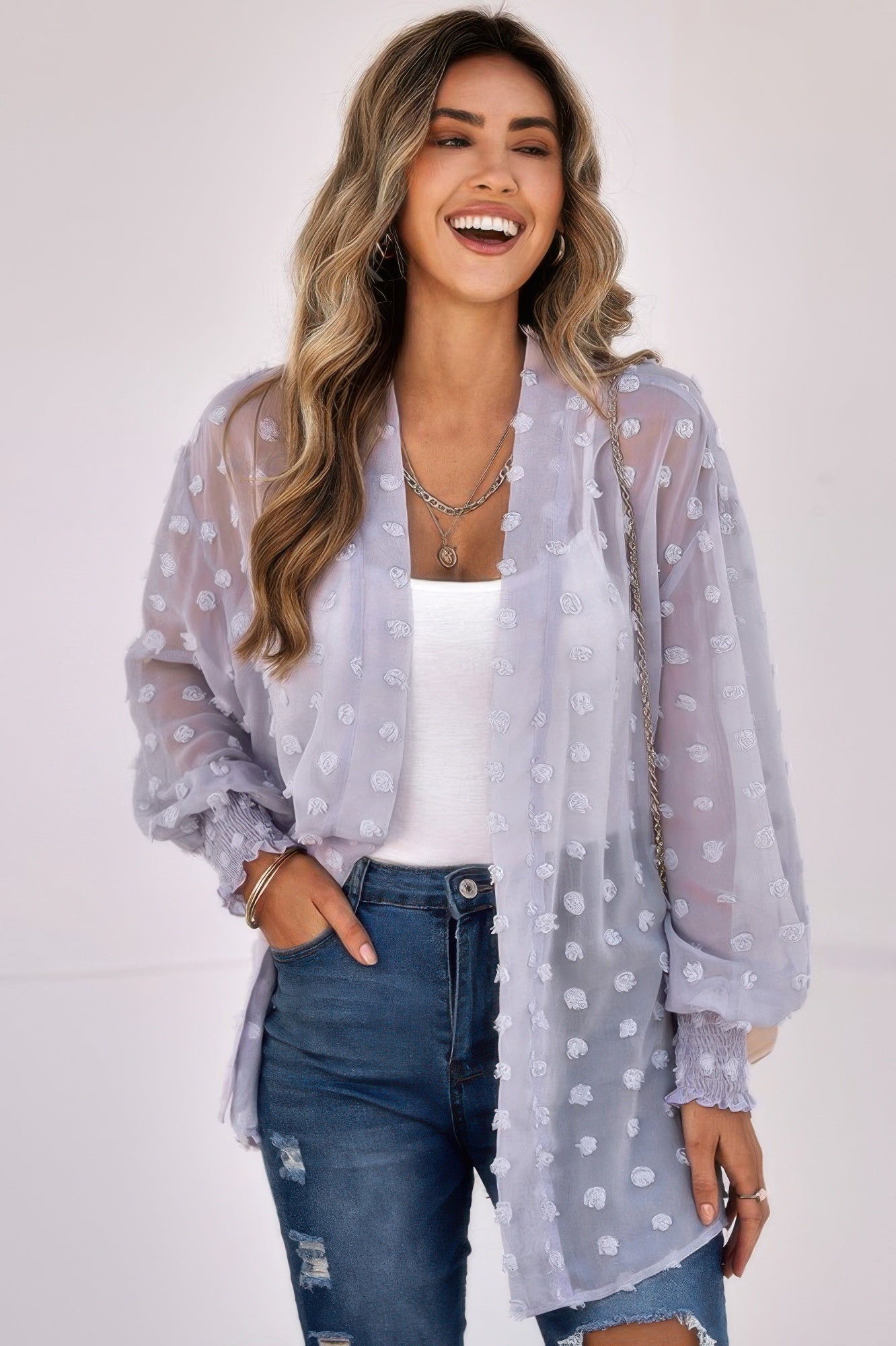 Polka Dot Kimono Loose Front Open Top | by atgodanddesigns