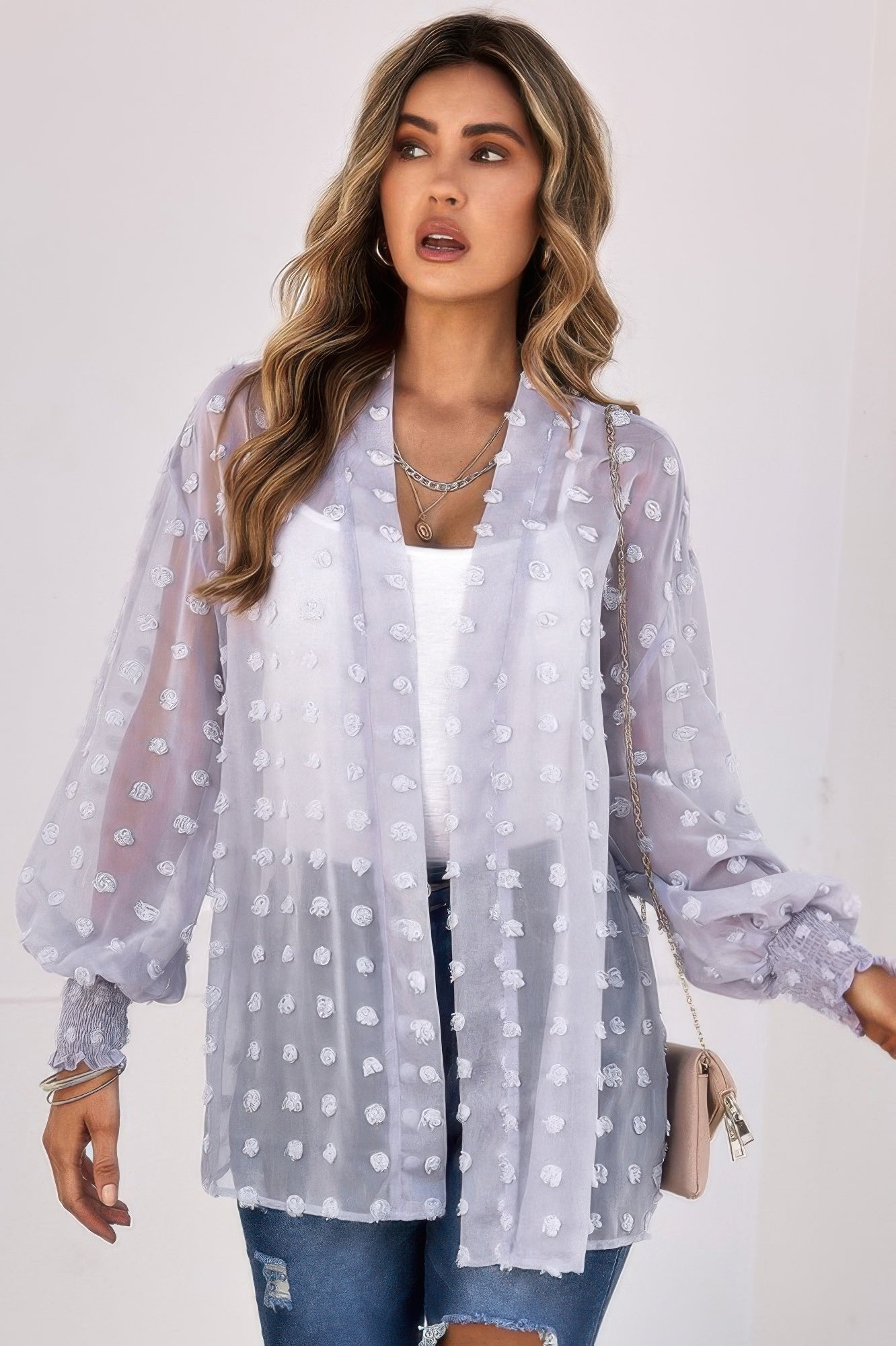 Polka Dot Kimono Loose Front Open Top | by atgodanddesigns
