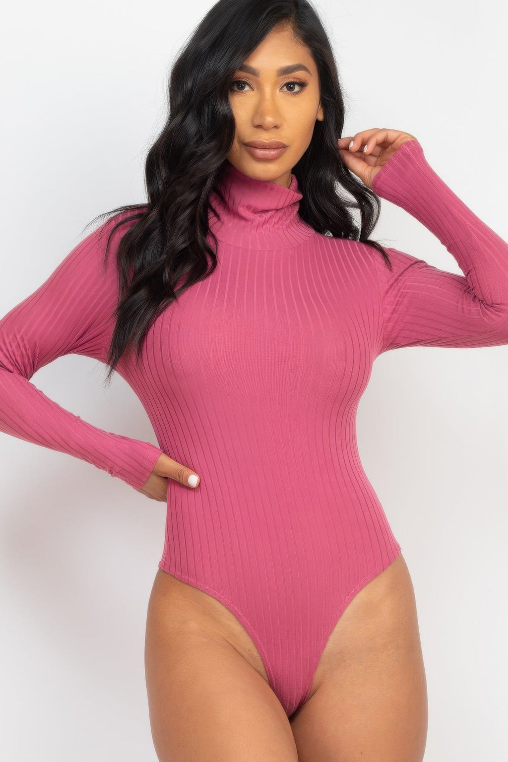 Ribbed Turtle Neck Long Sleeve Bodysuit | by atgodanddesigns