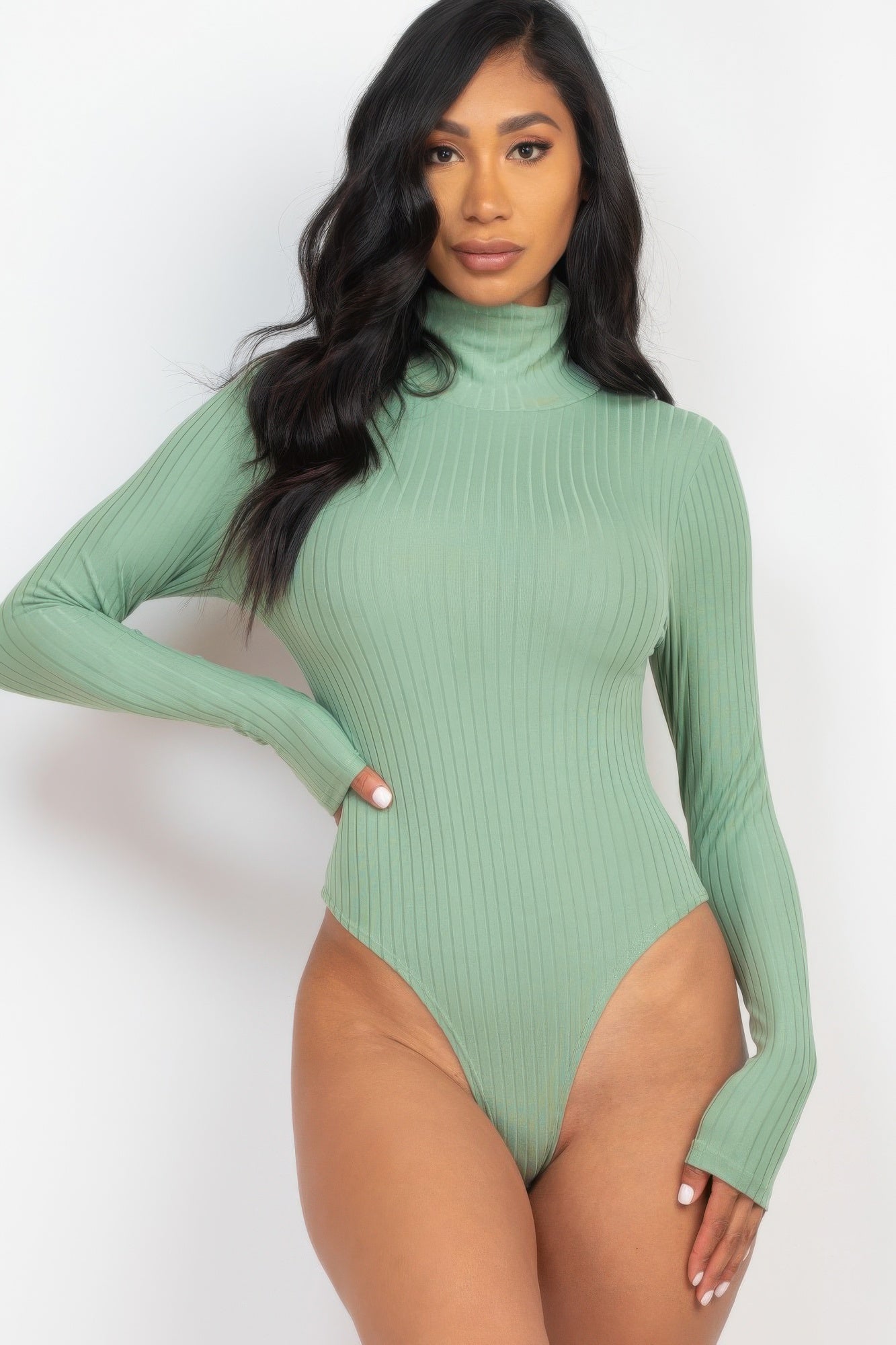 Ribbed Turtle Neck Long Sleeve Bodysuit | by atgodanddesigns