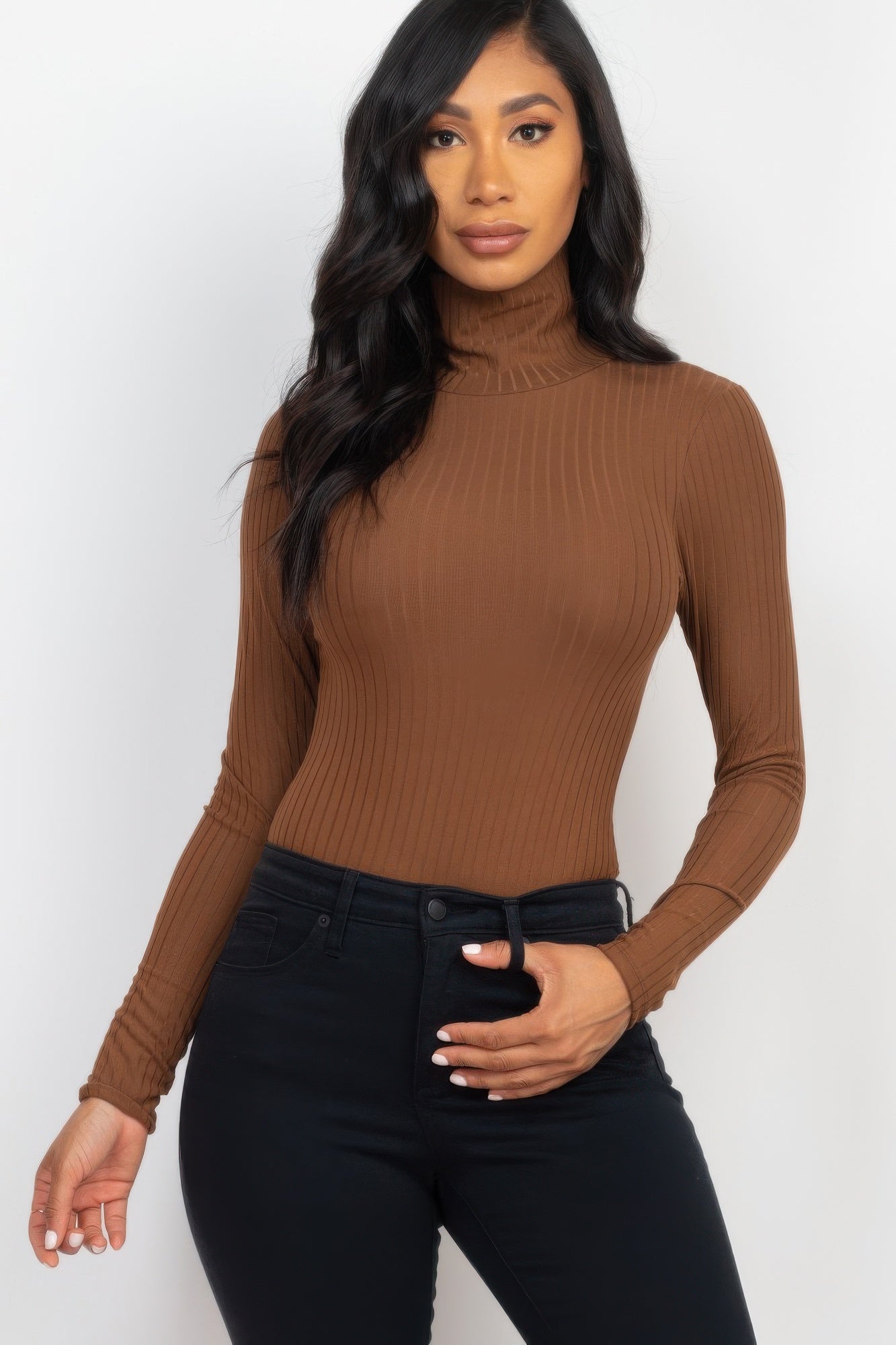 Ribbed Turtle Neck Long Sleeve Bodysuit | by atgodanddesigns