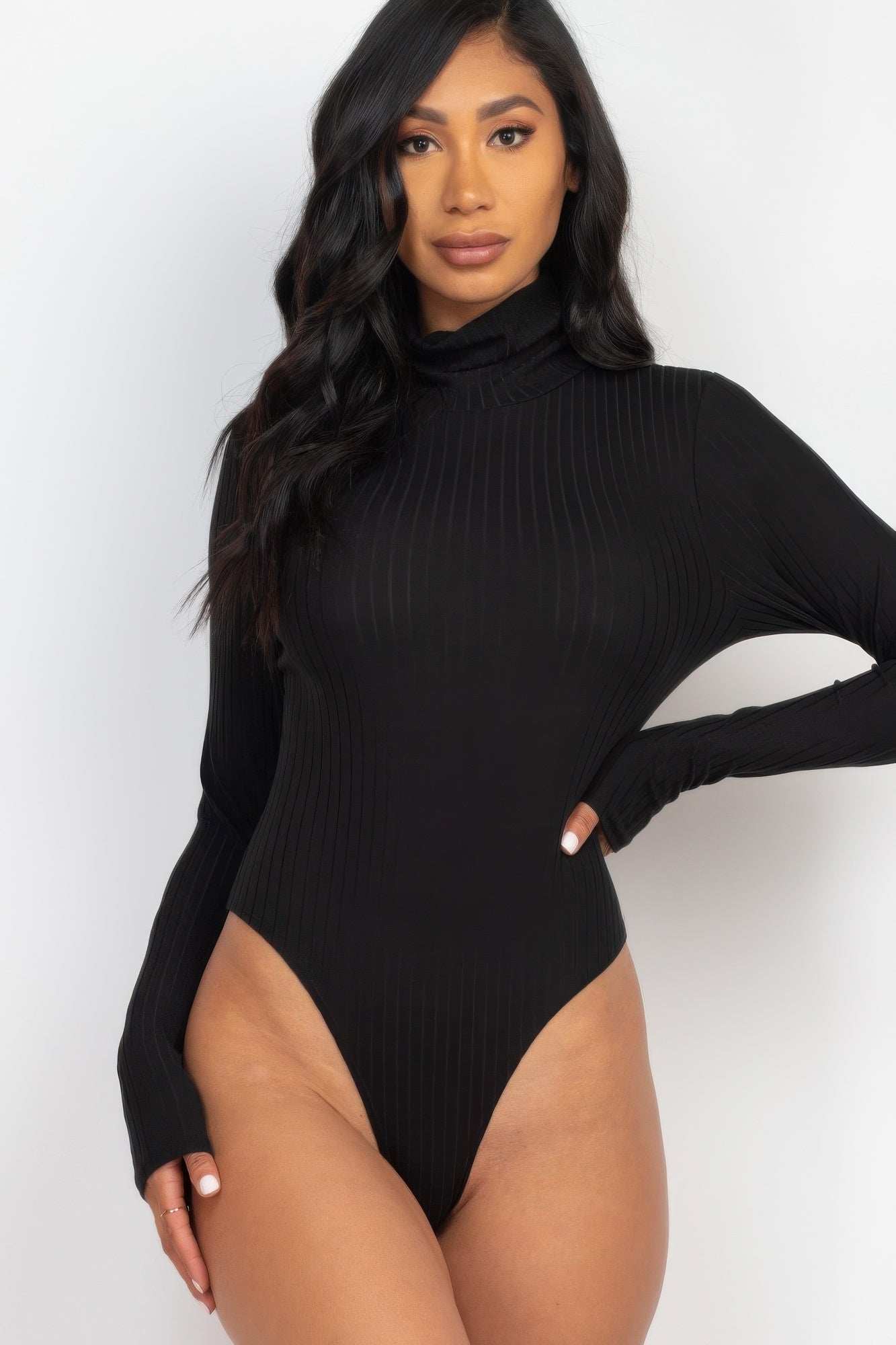 Ribbed Turtle Neck Long Sleeve Bodysuit | by atgodanddesigns