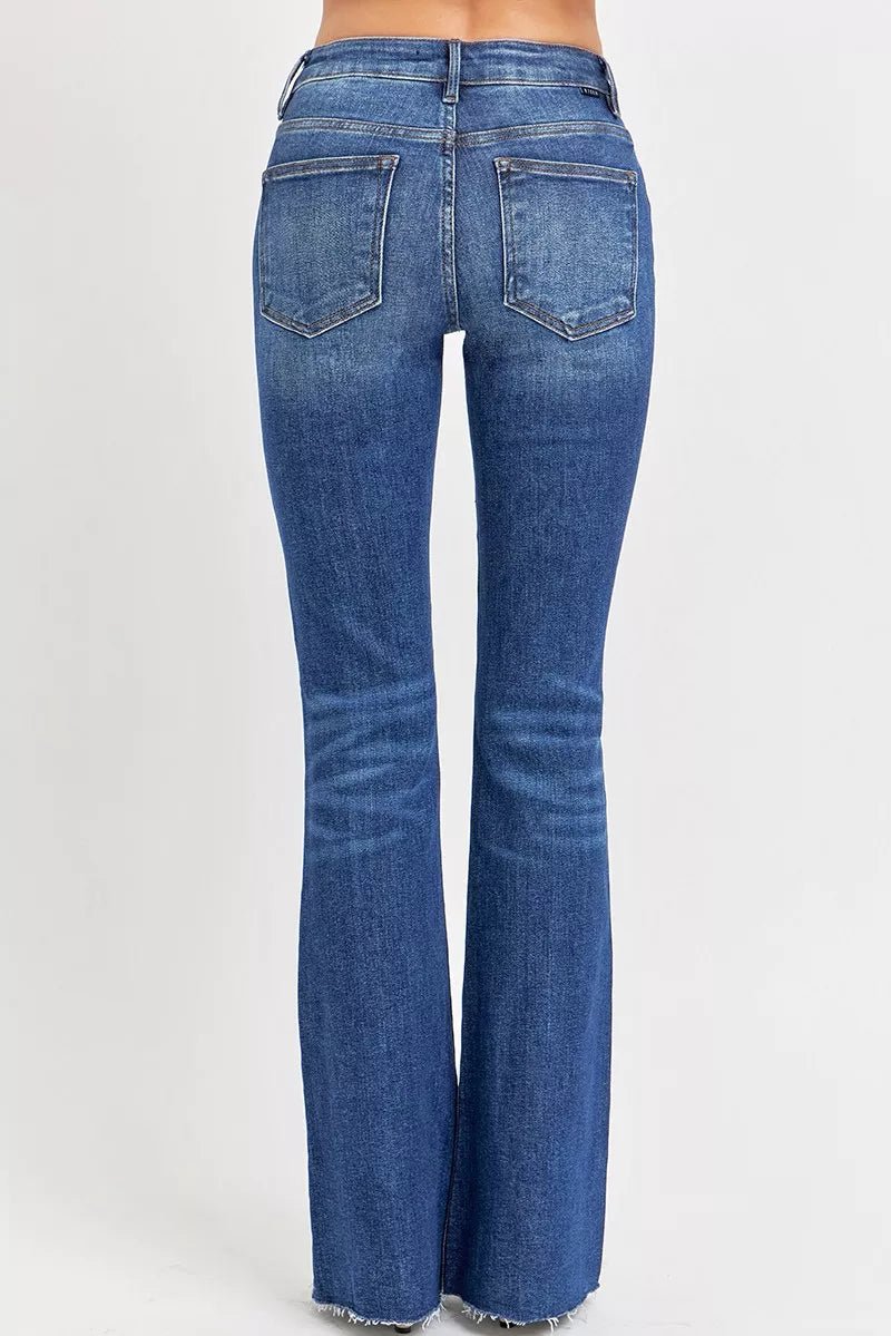 RISEN Full Size Distressed Mid Rise Flare Jeans Plus Size | by atgodanddesigns