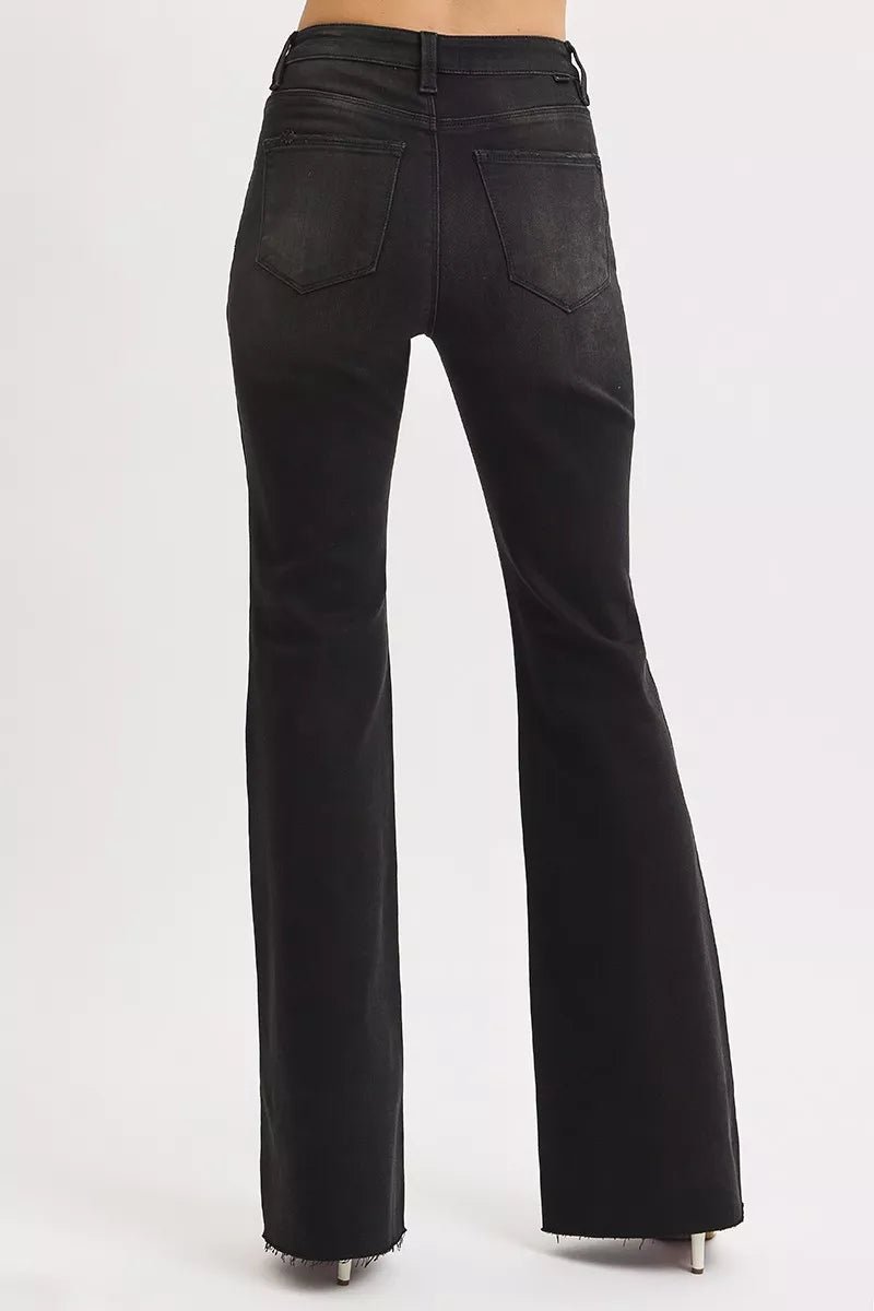RISEN Full Size High Rise Flare Raw Cut Hem Jeans Plus Size | by atgodanddesigns