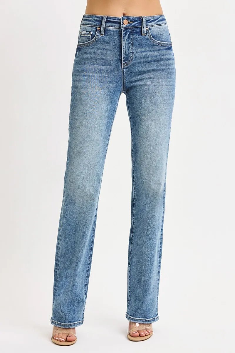 RISEN Full Size Tummy Control High Rise Straight Jeans Plus Size | by atgodanddesigns