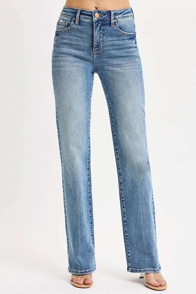 RISEN Full Size Tummy Control High Rise Straight Jeans Plus Size | by atgodanddesigns