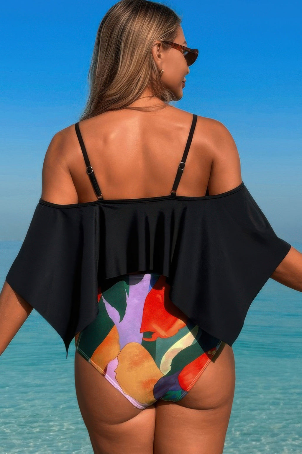 Ruffle Top High Waisted Bottom Tankini Swimsuit | by atgodanddesigns