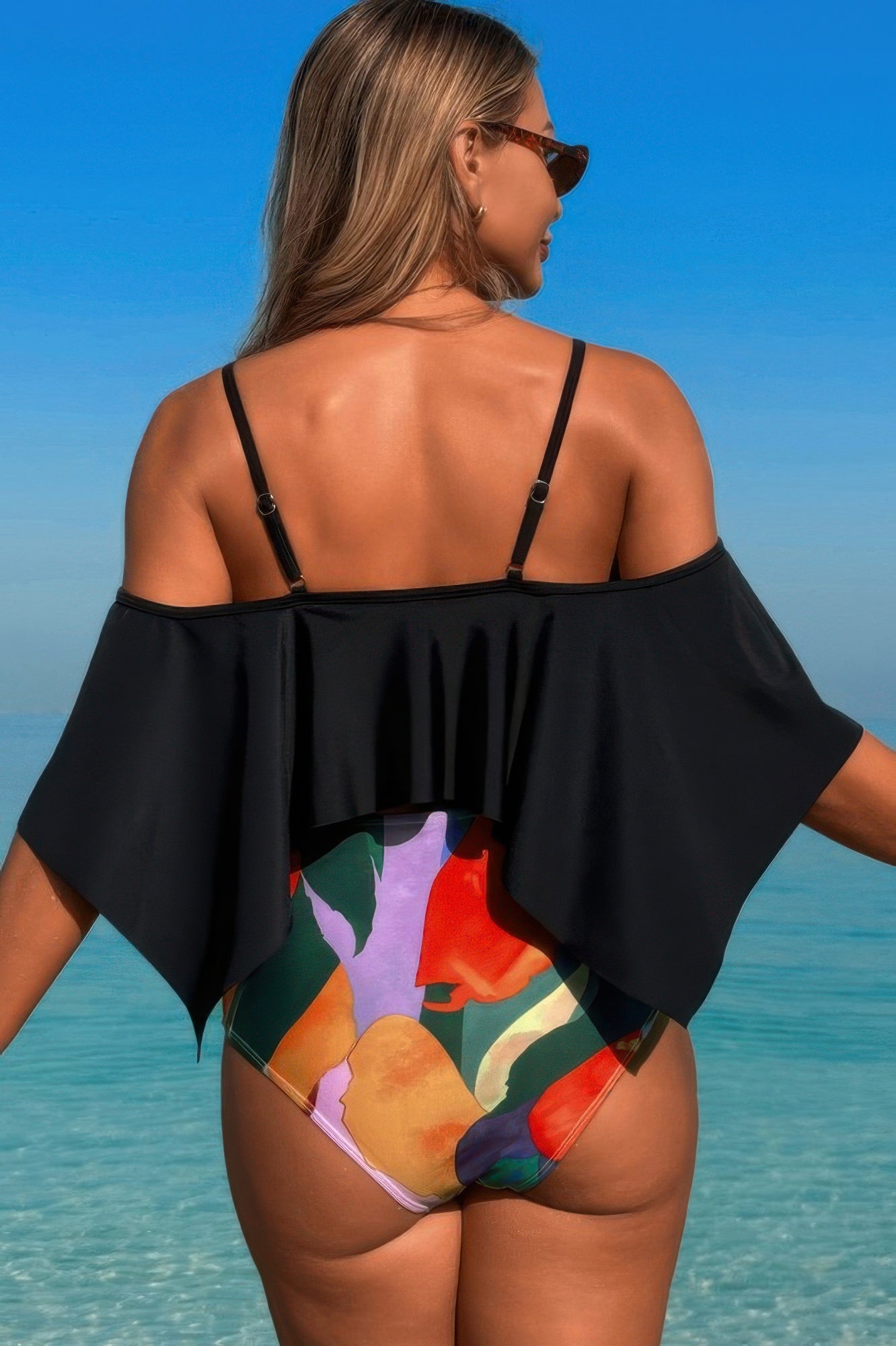 Ruffle Top High Waisted Bottom Tankini Swimsuit | by atgodanddesigns