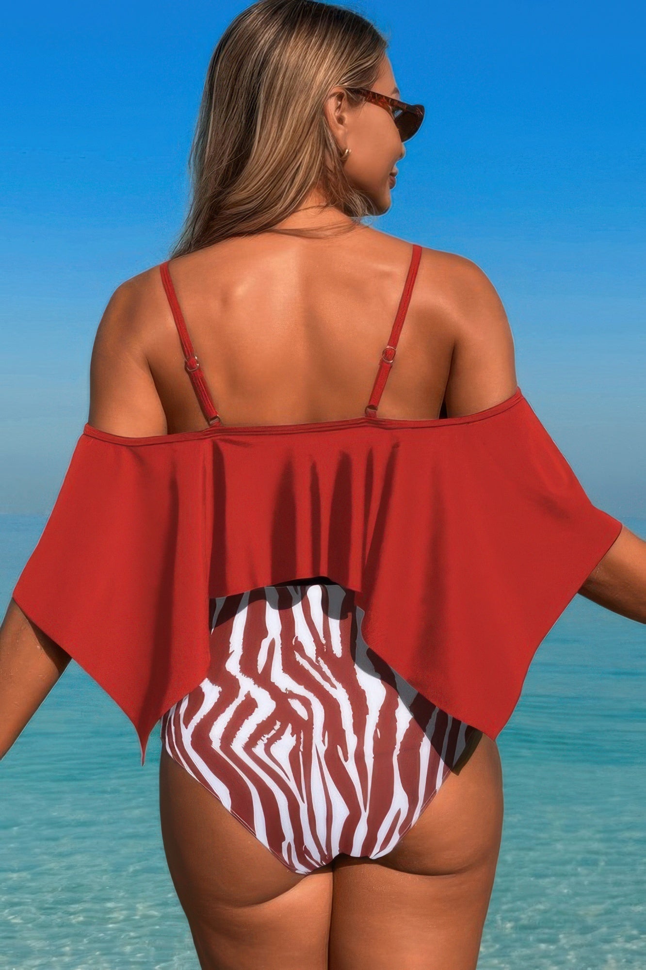Ruffle Top High Waisted Bottom Tankini Swimsuit | by atgodanddesigns