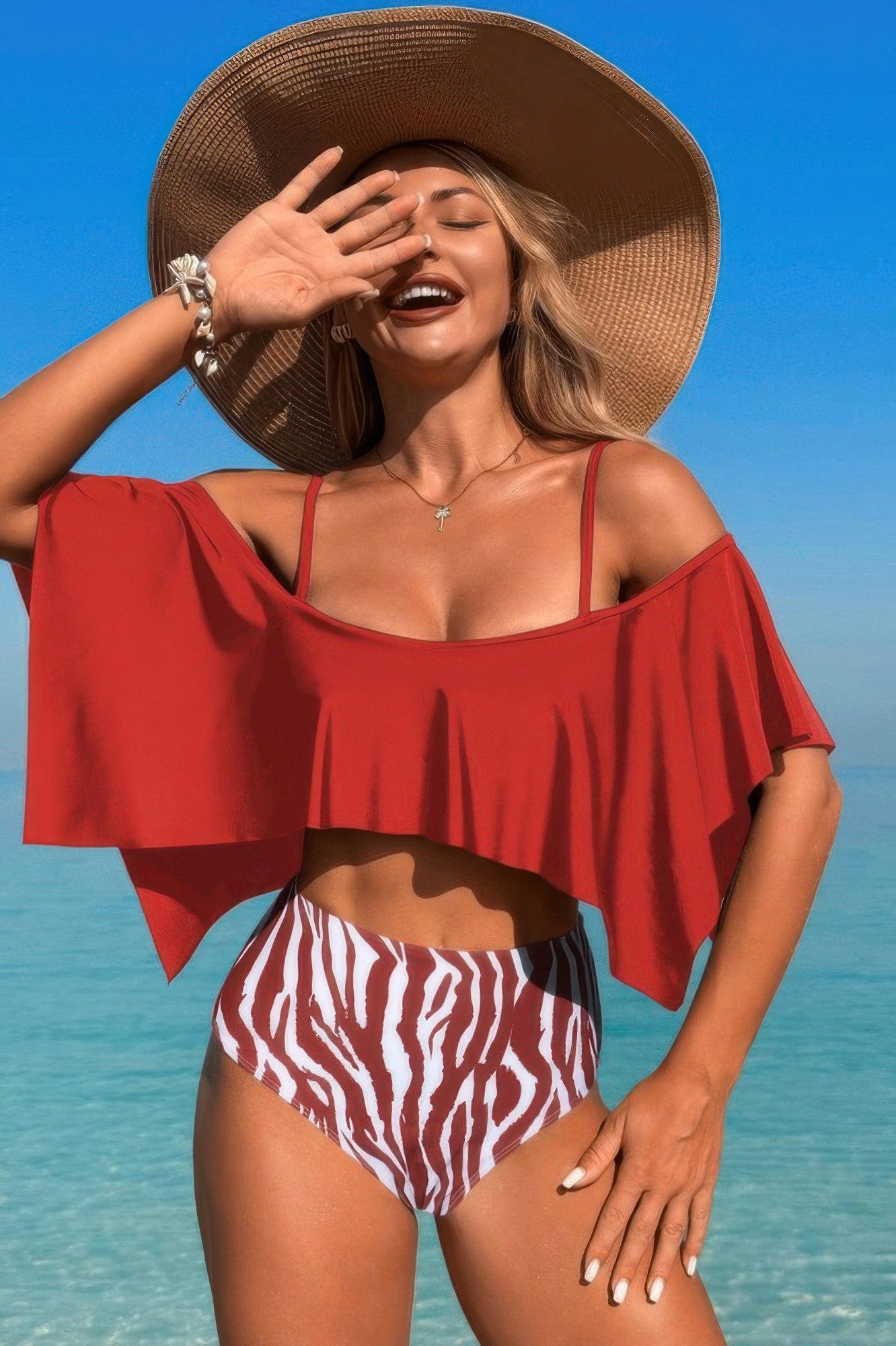 Ruffle Top High Waisted Bottom Tankini Swimsuit | by atgodanddesigns