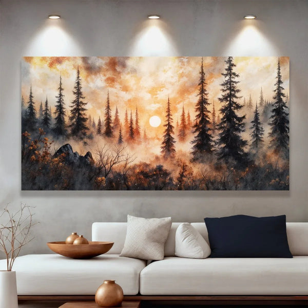 Rustic Forest Sunset Wall Art | Canvas by atgodanddesigns