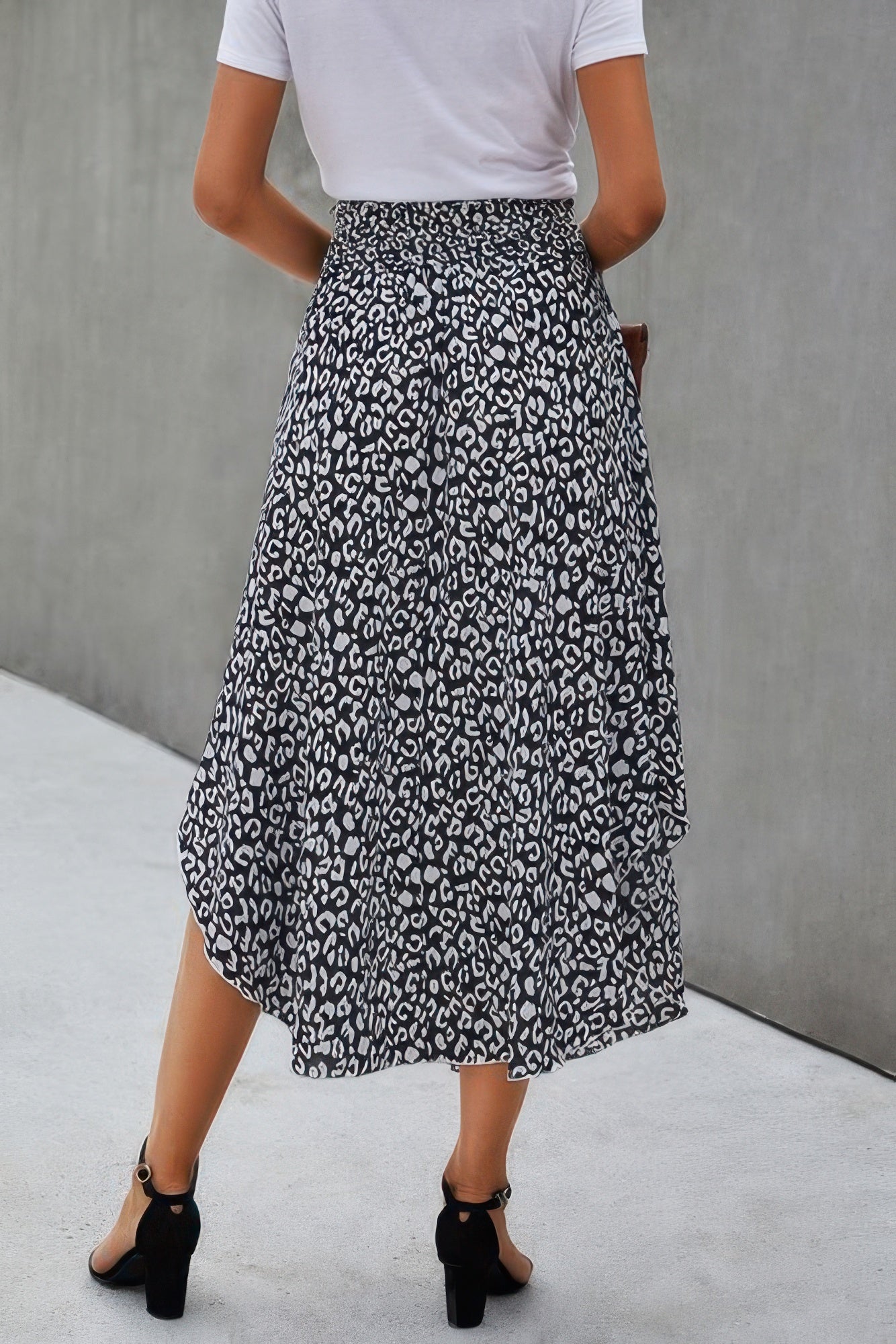 Shirred Waist Asymmetrical Hem Flared Skirt | by atgodanddesigns