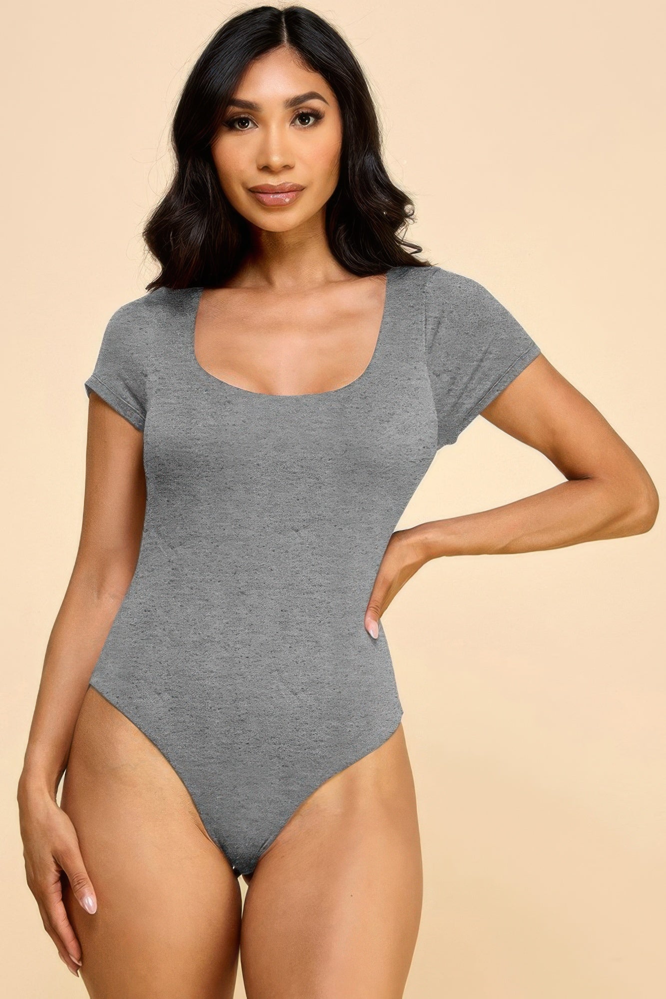 Short Sleeve Scoop Neck Double Layered Bodysuit | by atgodanddesigns