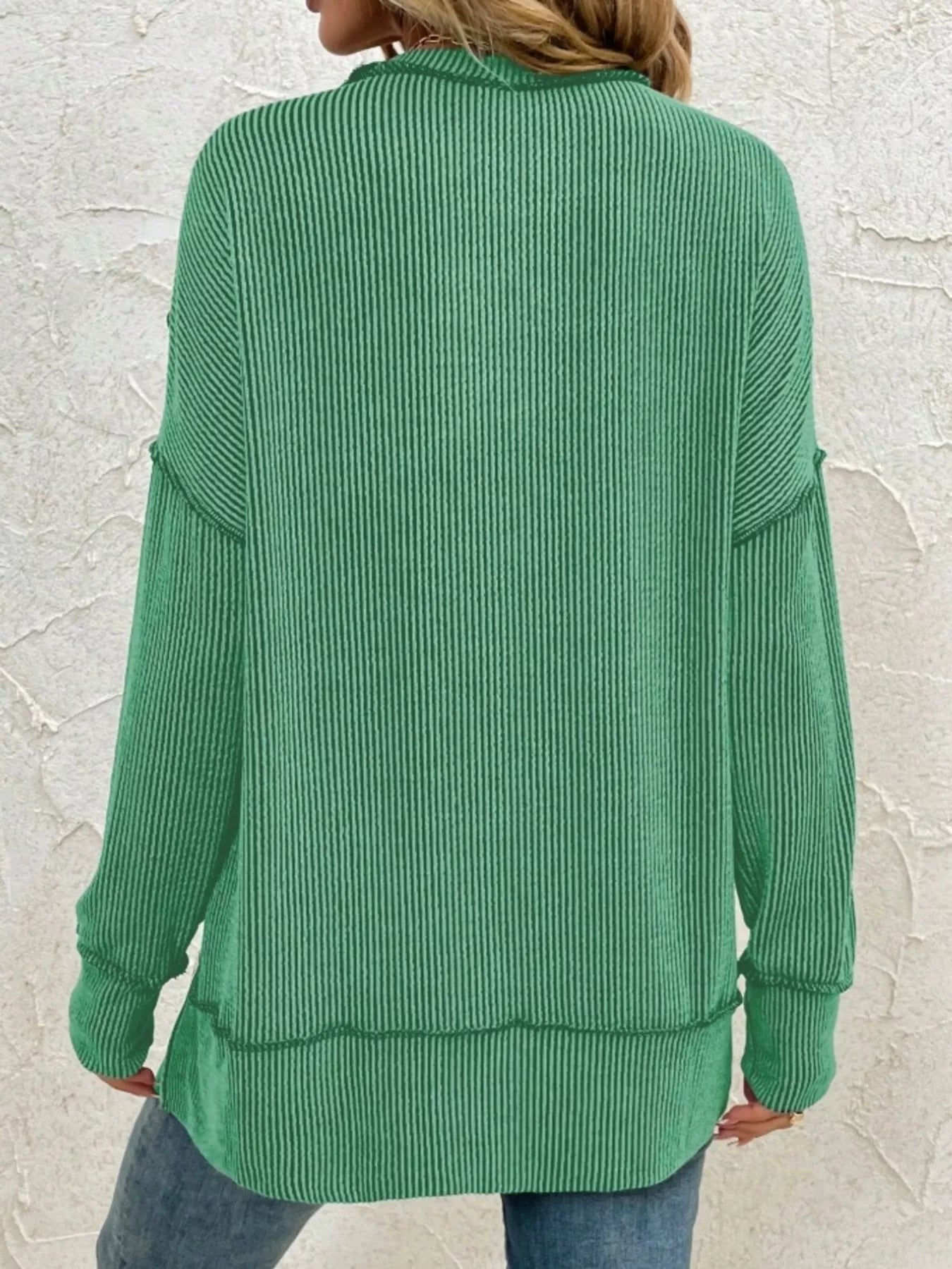 Side Slit Round Neck Dropped Shoulder Sweatshirt | by atgodanddesigns