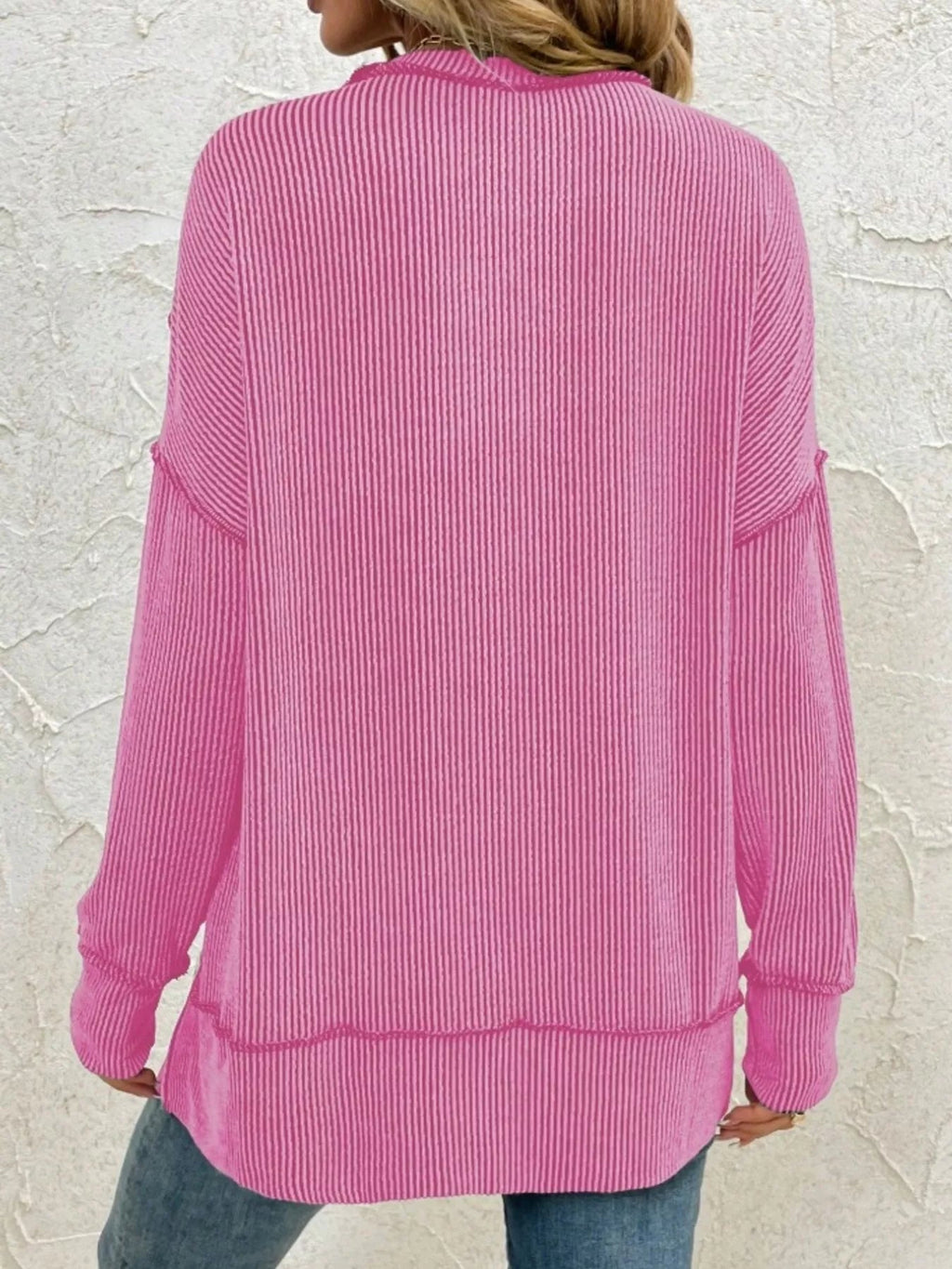 Side Slit Round Neck Dropped Shoulder Sweatshirt | by atgodanddesigns