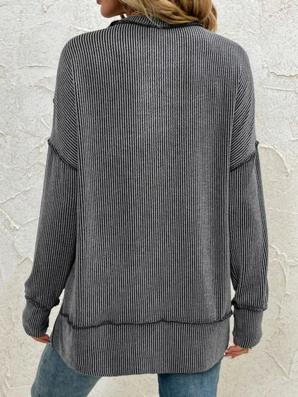 Side Slit Round Neck Dropped Shoulder Sweatshirt | by atgodanddesigns