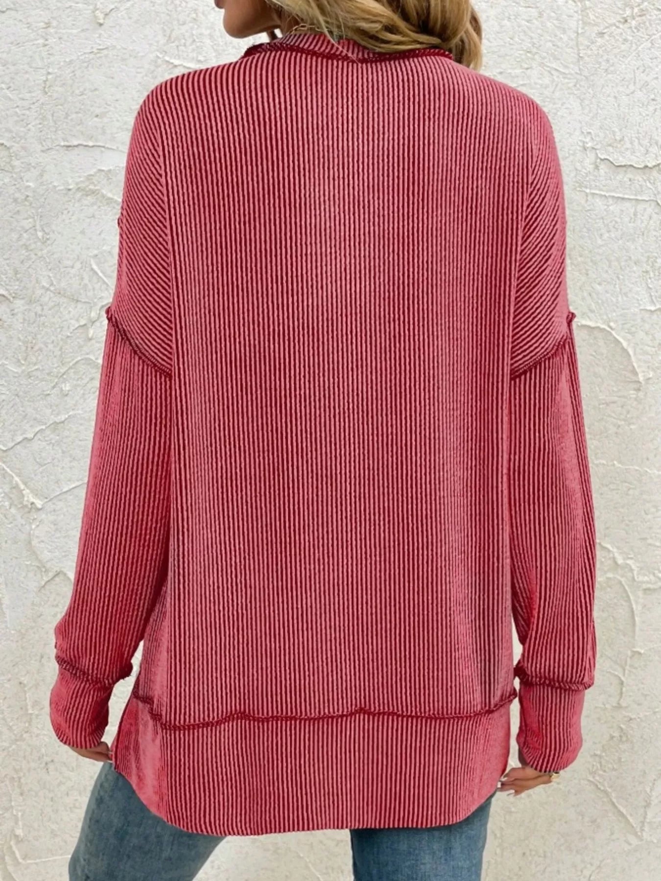 Side Slit Round Neck Dropped Shoulder Sweatshirt | by atgodanddesigns