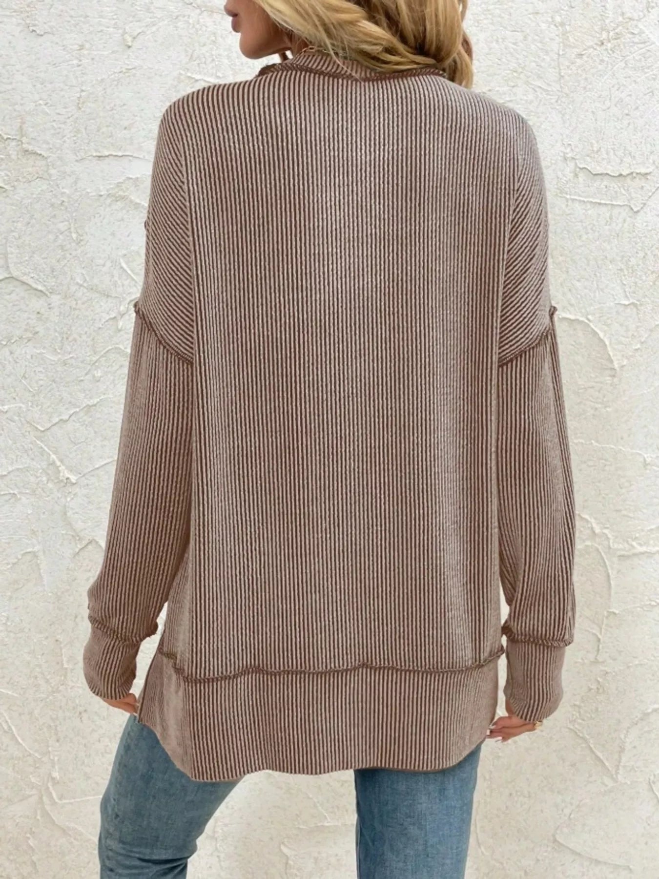 Side Slit Round Neck Dropped Shoulder Sweatshirt | by atgodanddesigns