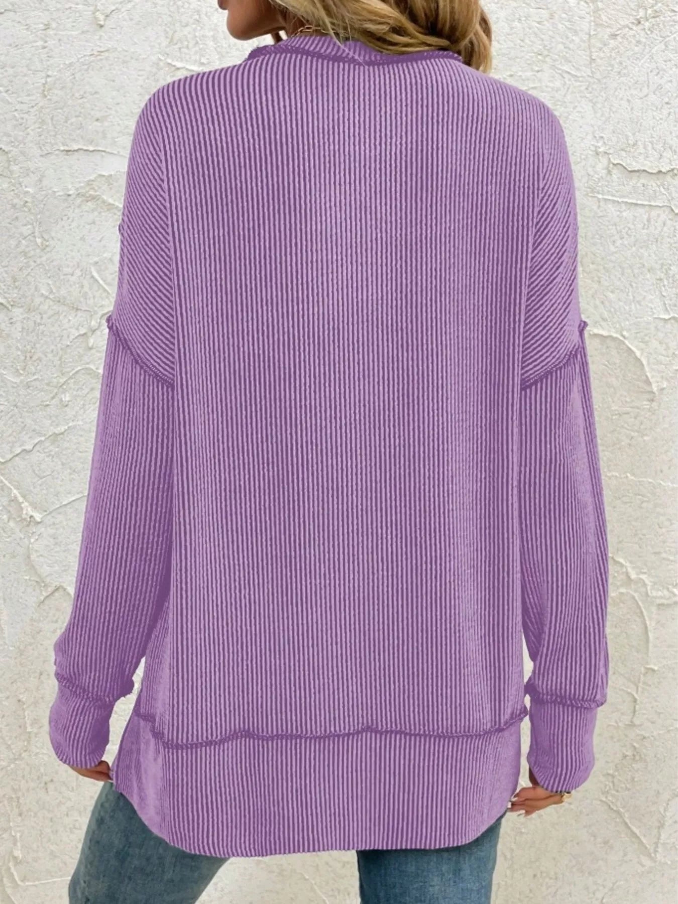 Side Slit Round Neck Dropped Shoulder Sweatshirt | by atgodanddesigns