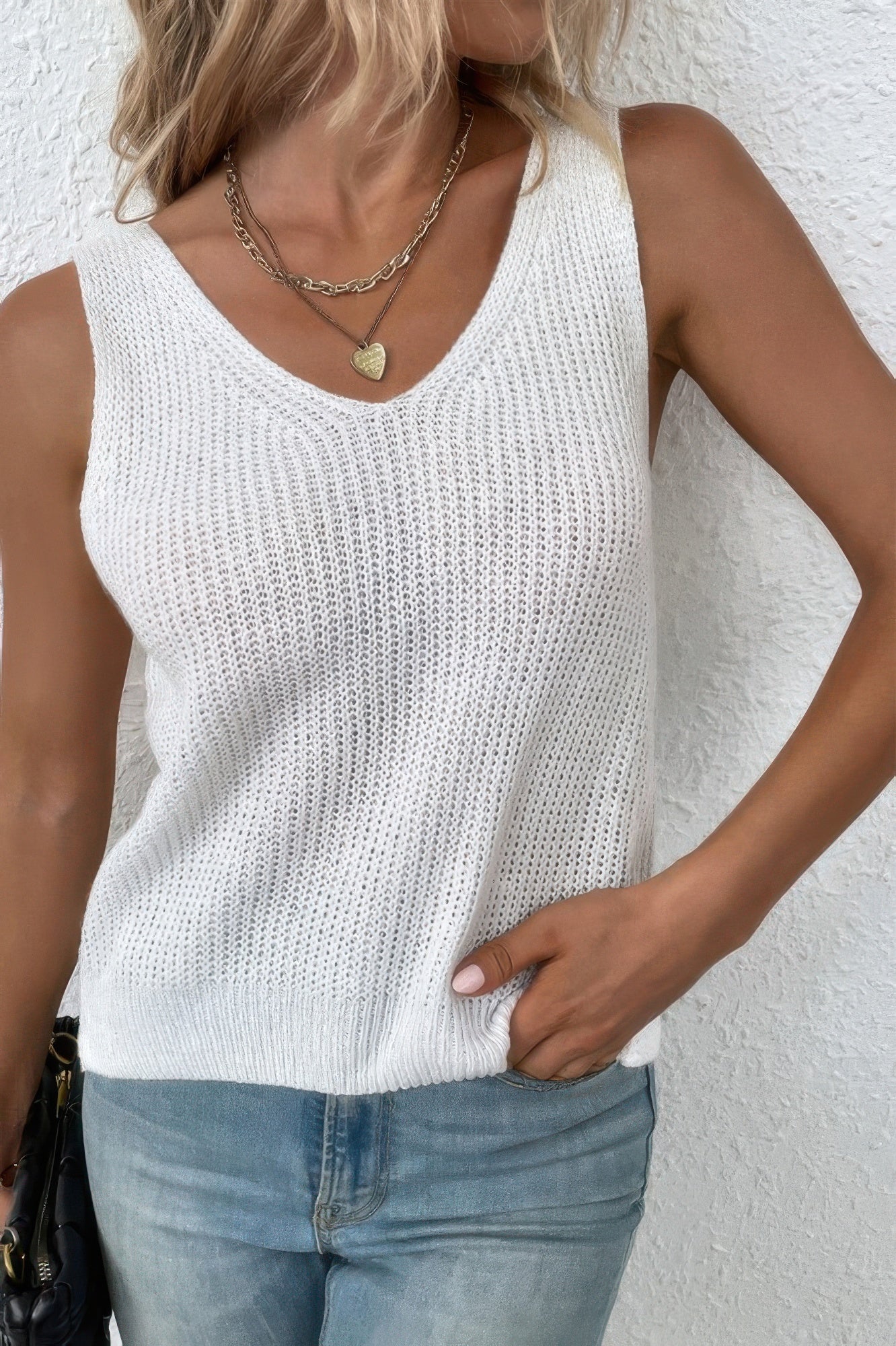 Sleeveless Knit Cross Back Vest | by atgodanddesigns