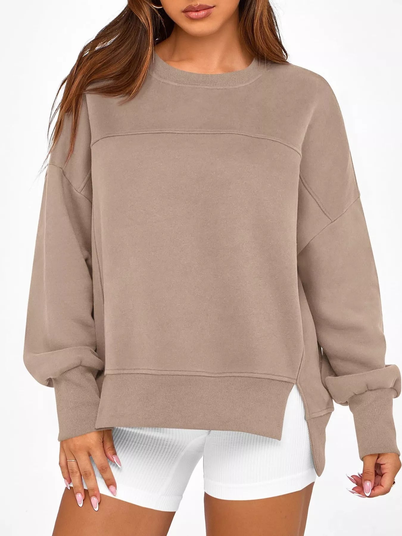 Slit Round Neck Dropped Shoulder Sweatshirt | by atgodanddesigns