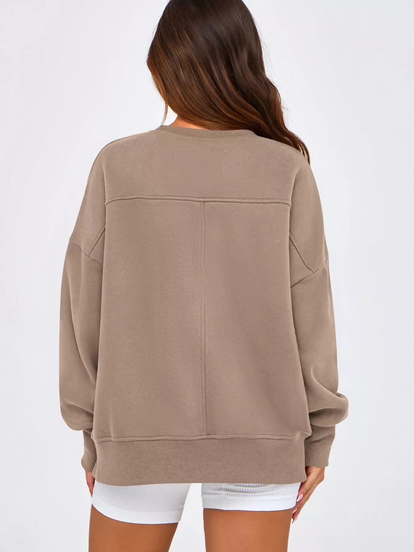 Slit Round Neck Dropped Shoulder Sweatshirt | by atgodanddesigns