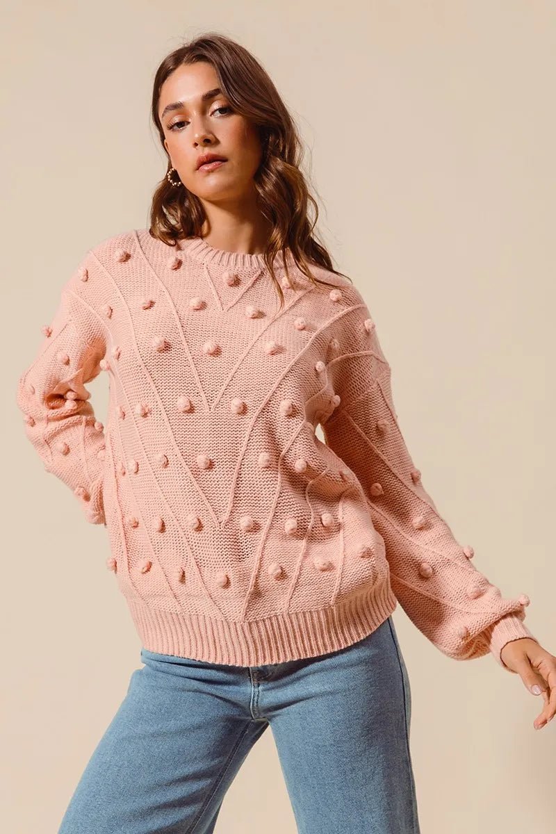 SO ME Pom Pom Textured Knit Sweater Top | by atgodanddesigns