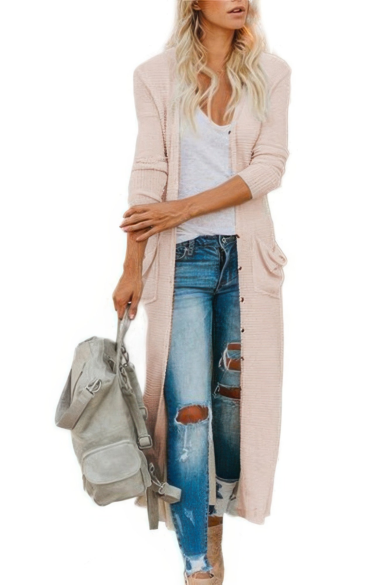 Solid Button Down Front Pocket Knitted Cardigan | by atgodanddesigns