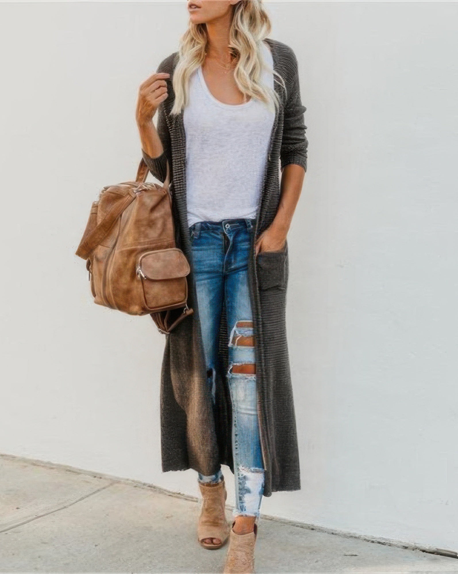 Solid Button Down Front Pocket Knitted Cardigan | by atgodanddesigns