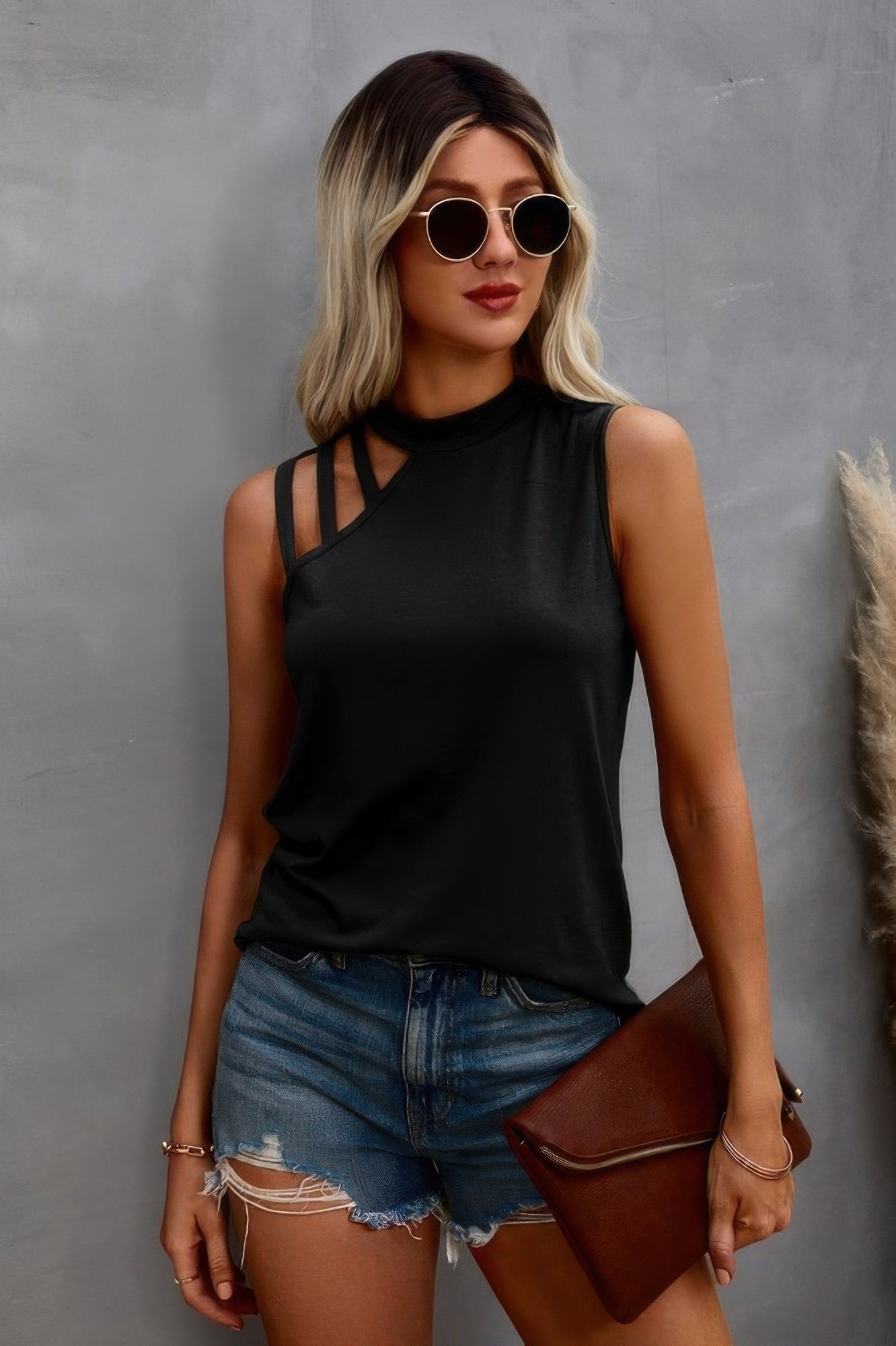 Solid Cold Cut Out Shoulder Sleeveless Top | by atgodanddesigns