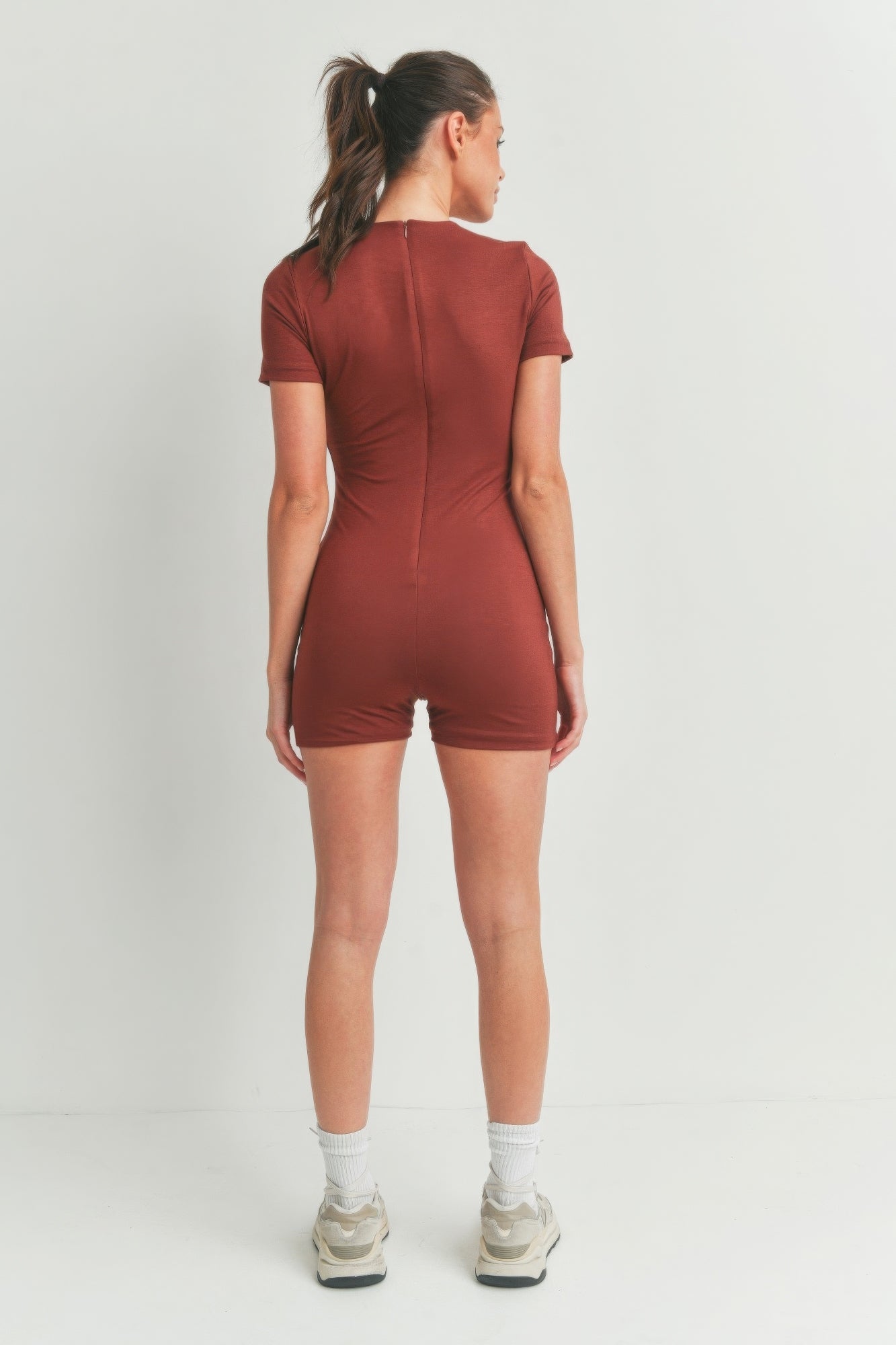 Solid Color Bodycon Jumpsuit - Cayenne | by atgodanddesigns