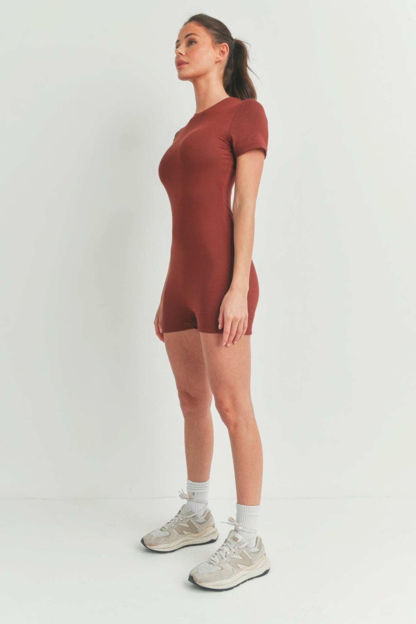 Solid Color Bodycon Jumpsuit - Cayenne | by atgodanddesigns