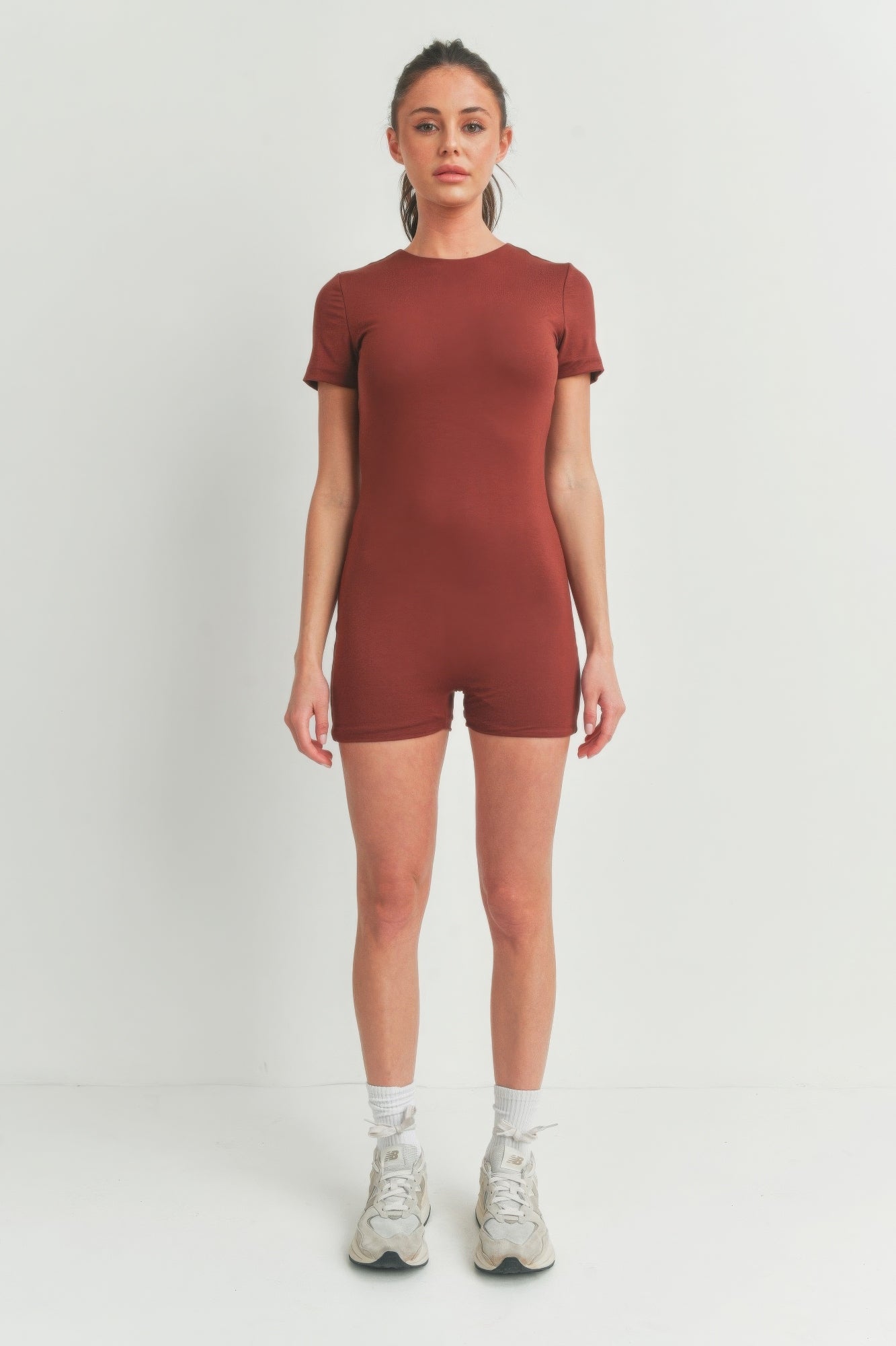 Solid Color Bodycon Jumpsuit - Cayenne | by atgodanddesigns