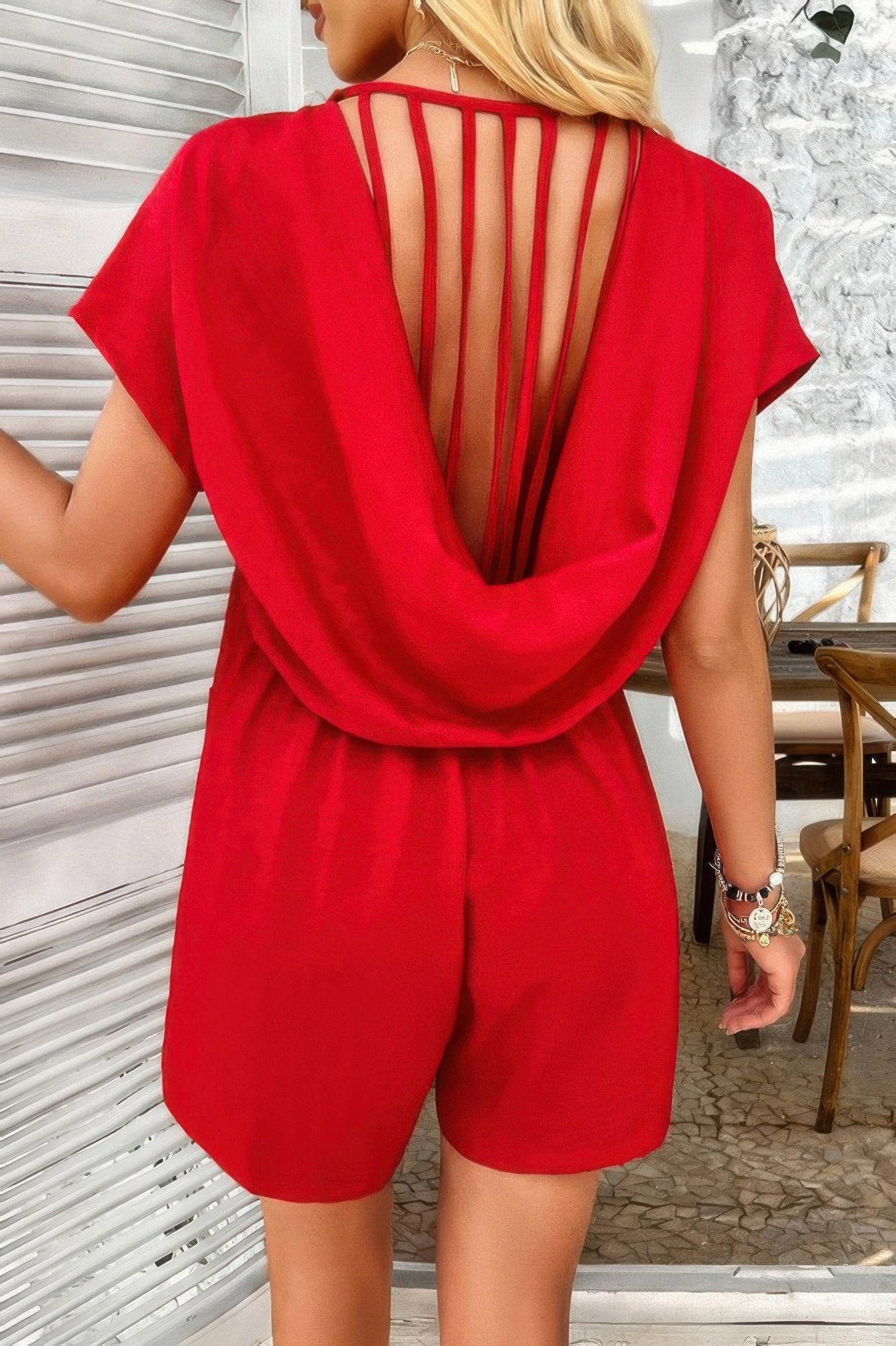 Solid Deep V Neck Drop Shoulder Loose Pockets Romper | by atgodanddesigns