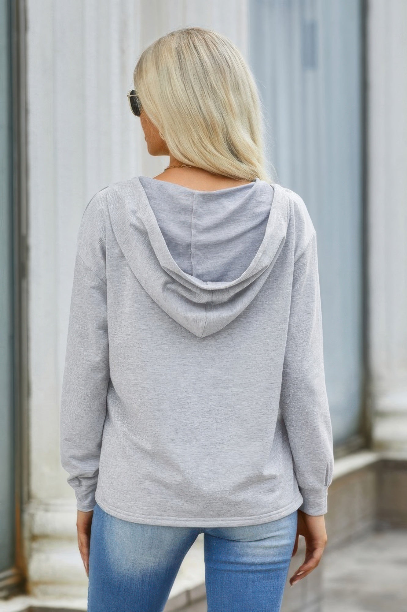 Solid Lace Trim Long Sleeve Loose Hoodie | by atgodanddesigns