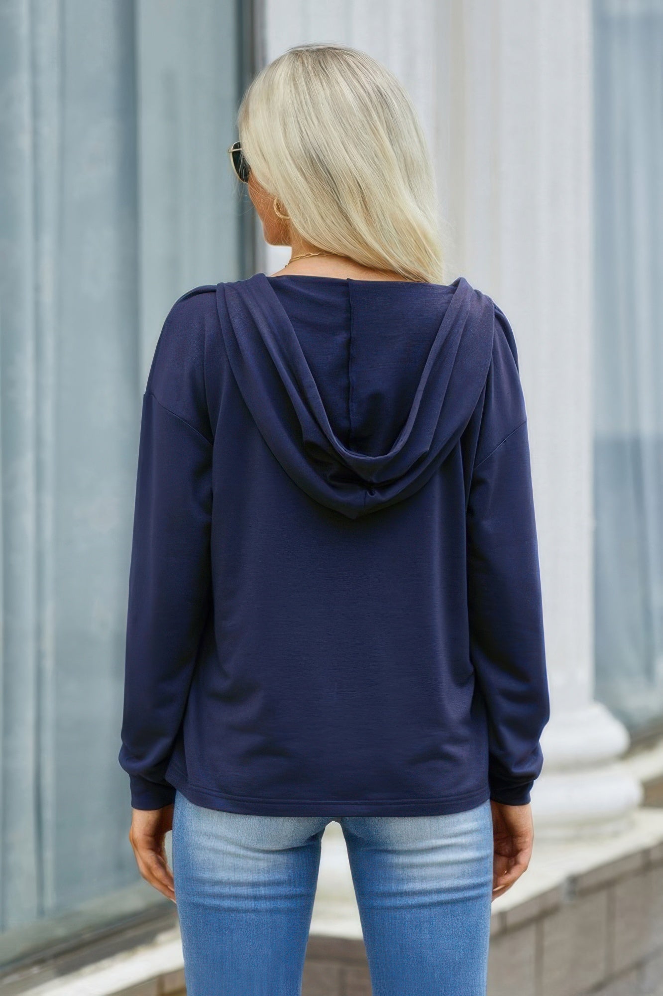 Solid Lace Trim Long Sleeve Loose Hoodie | by atgodanddesigns
