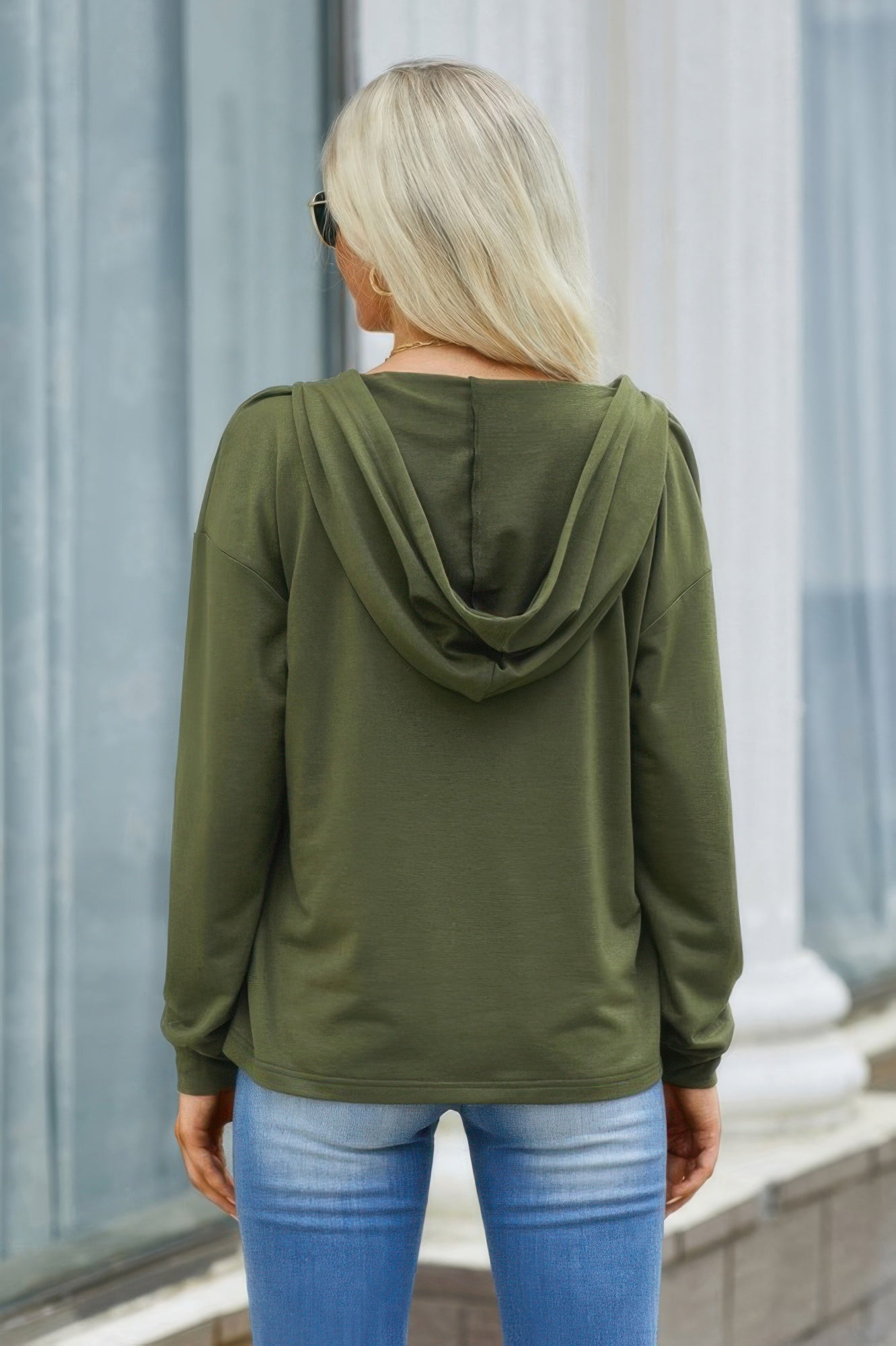 Solid Lace Trim Long Sleeve Loose Hoodie | by atgodanddesigns