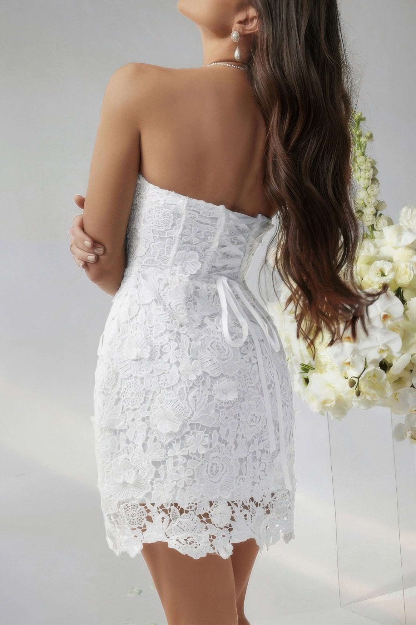 Solid Lace Up Lace Mini Fit Tube Dress | by atgodanddesigns