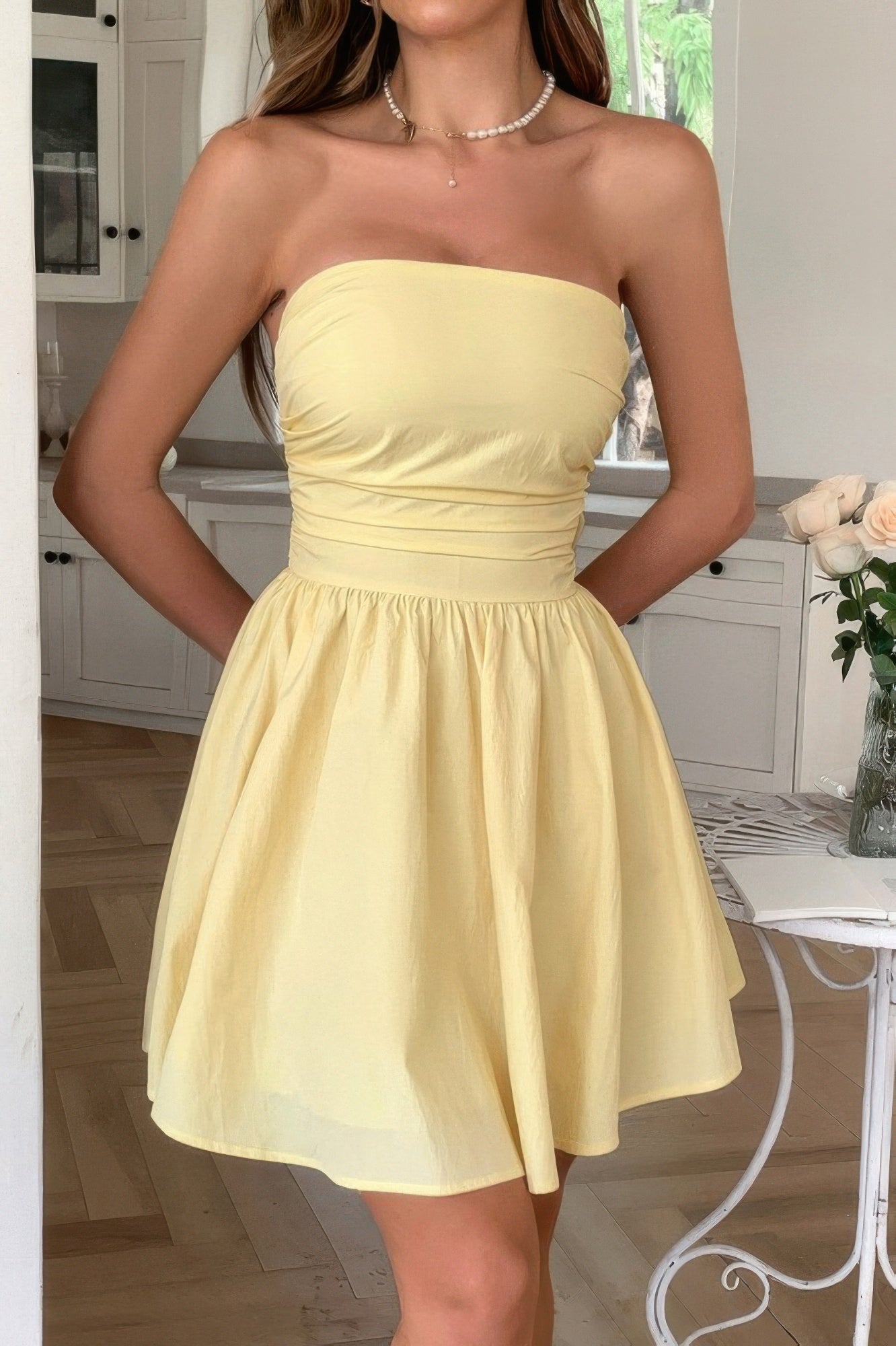 Solid Off Shoulder Tube Elastic Waist Dress | by atgodanddesigns