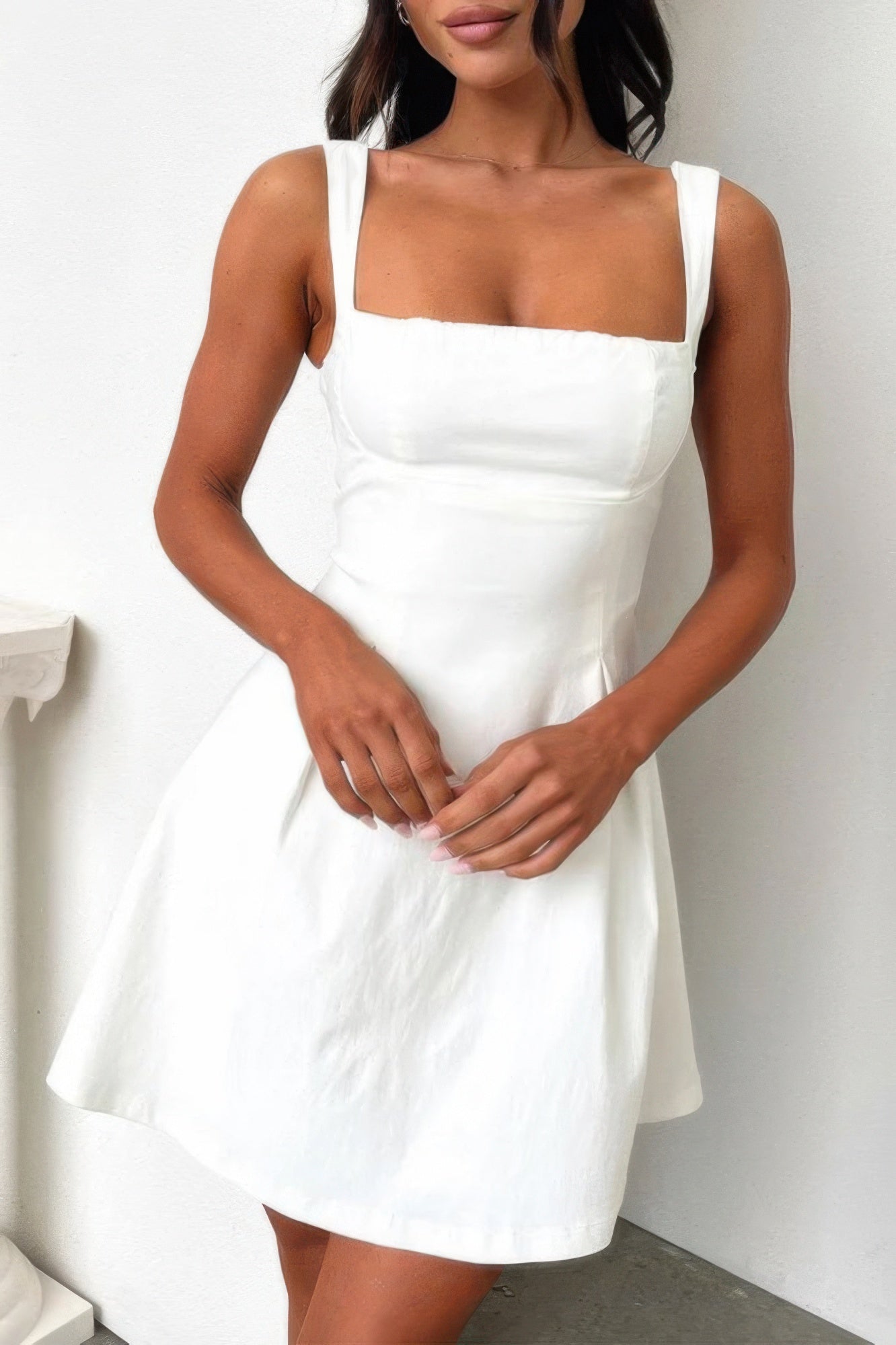 Solid Sleeveless Fit Wide Strap A Line Dress | by atgodanddesigns