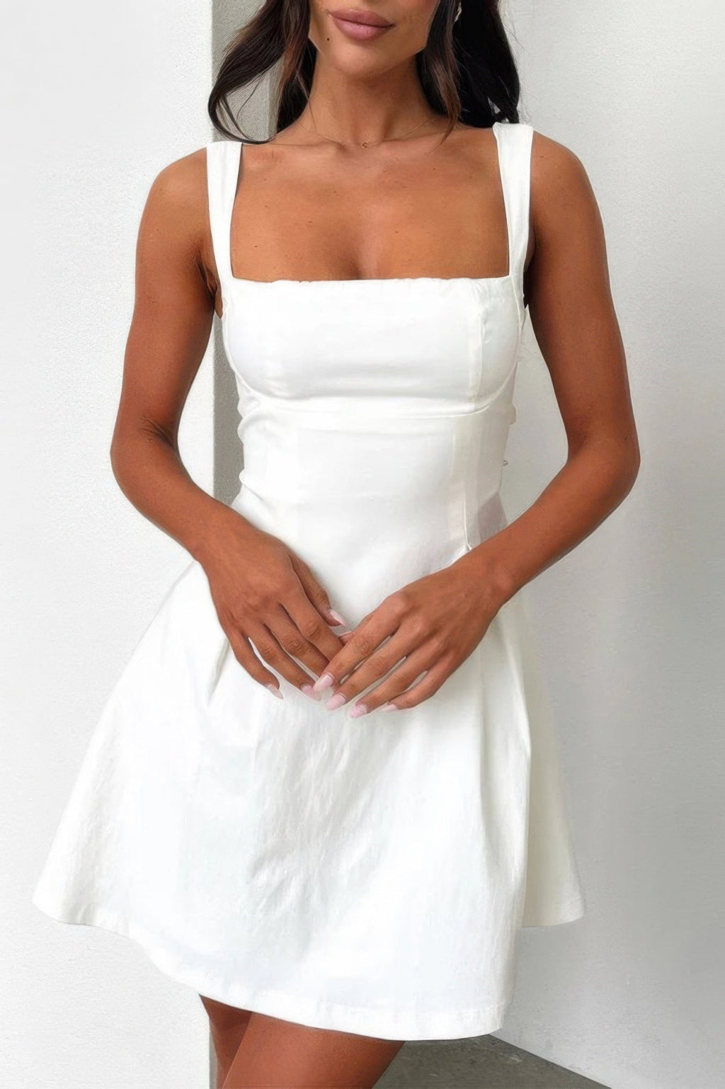 Solid Sleeveless Fit Wide Strap A Line Dress | by atgodanddesigns