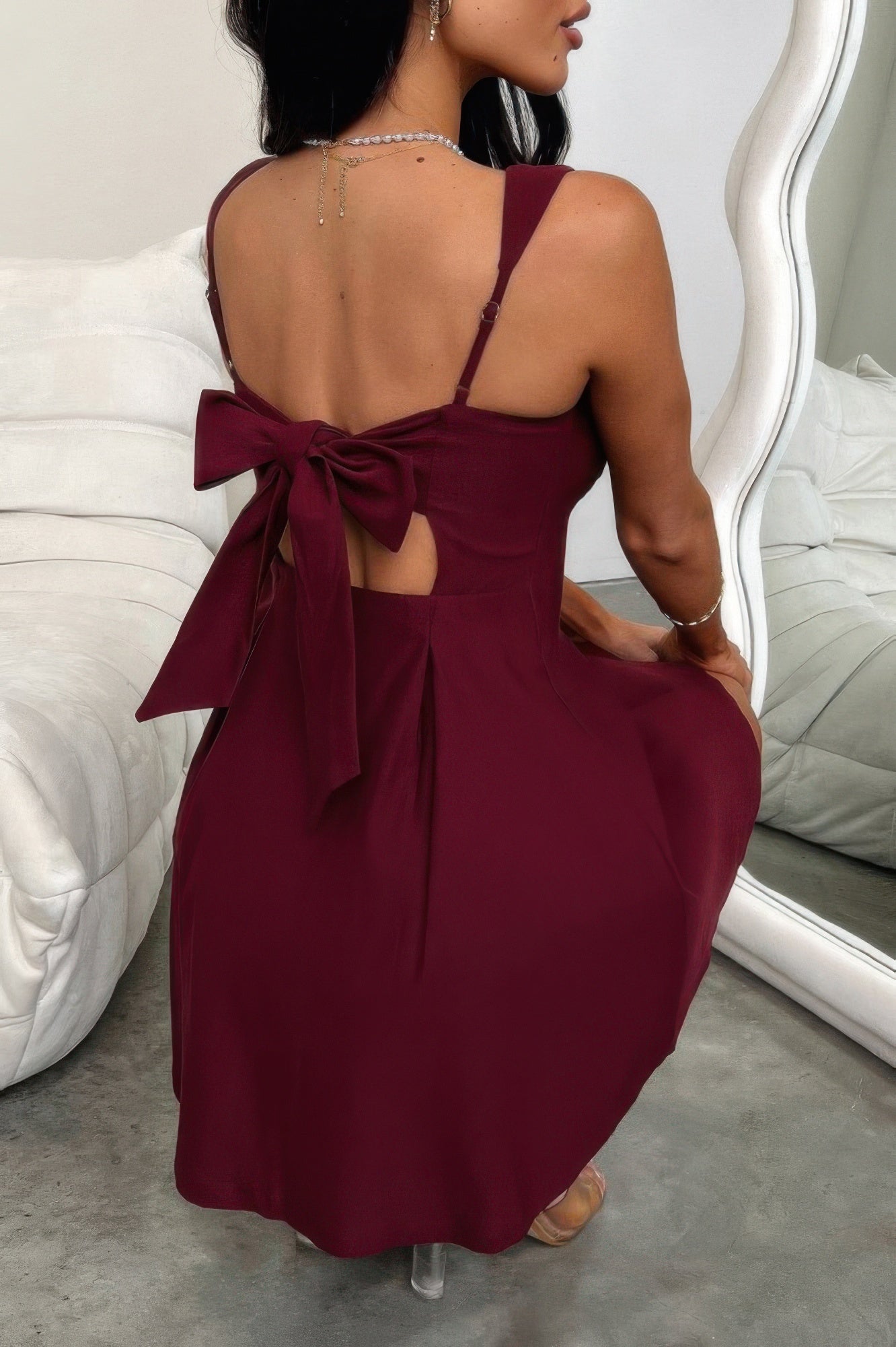 Solid Sleeveless Fit Wide Strap A Line Dress | by atgodanddesigns